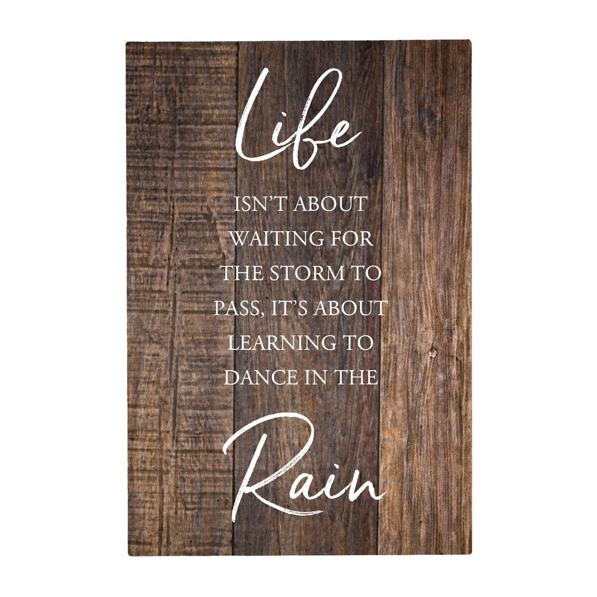 Wood Wall Sign with Inspirational Quote Life Isn’t About Waiting Table Top Home Office Desk Decoration 5.5x8in - LifeSong Milestones