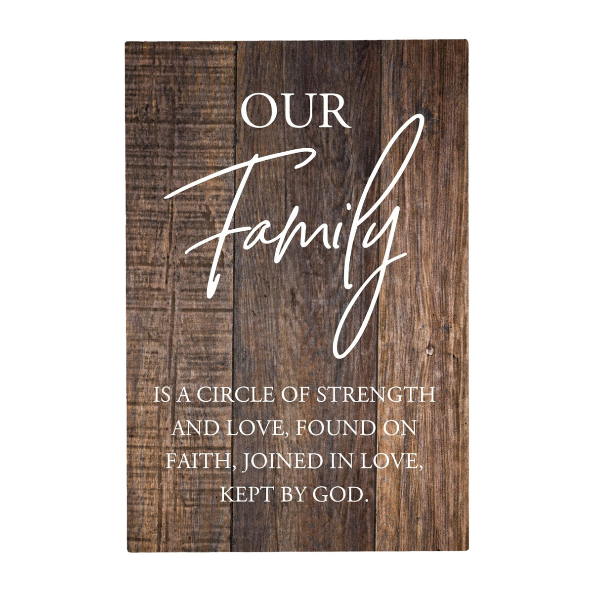 Wood Wall Sign with Inspirational Quote Our Family Is A Circle Table Top Home Office Desk Decoration 5.5x8in - LifeSong Milestones