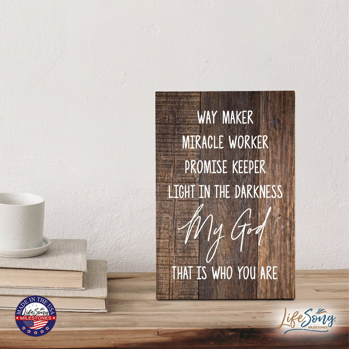 Wood Wall Sign with Inspirational Quote The Best Things In Life Table Top Home Office Desk Decoration 5.5x8in - LifeSong Milestones
