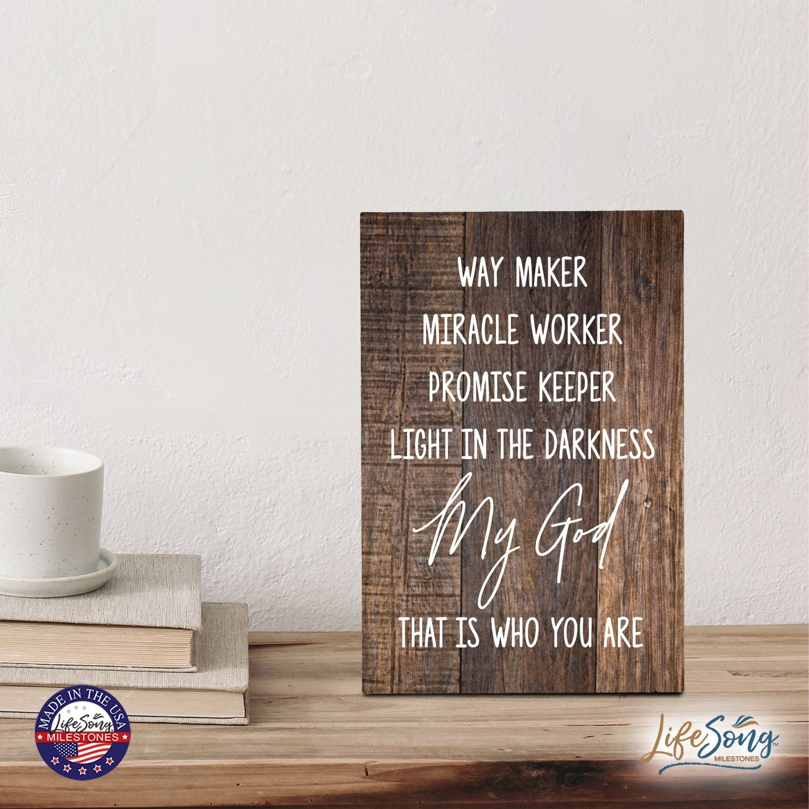 Wood Wall Sign with Inspirational Quote The Best Things In Life Table Top Home Office Desk Decoration 5.5x8in - LifeSong Milestones