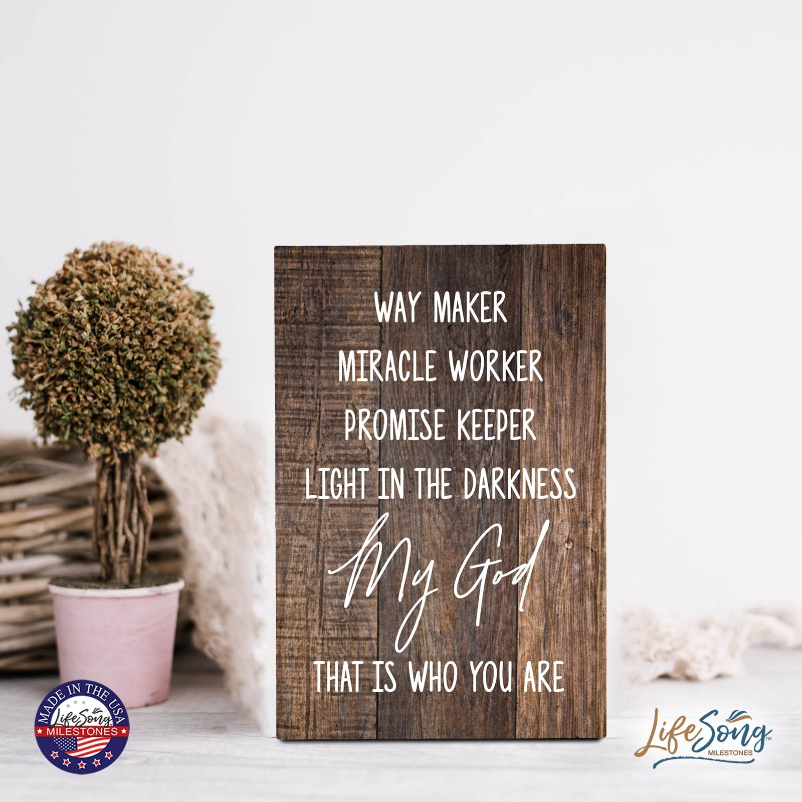 Wood Wall Sign with Inspirational Quote The Best Things In Life Table Top Home Office Desk Decoration 5.5x8in - LifeSong Milestones