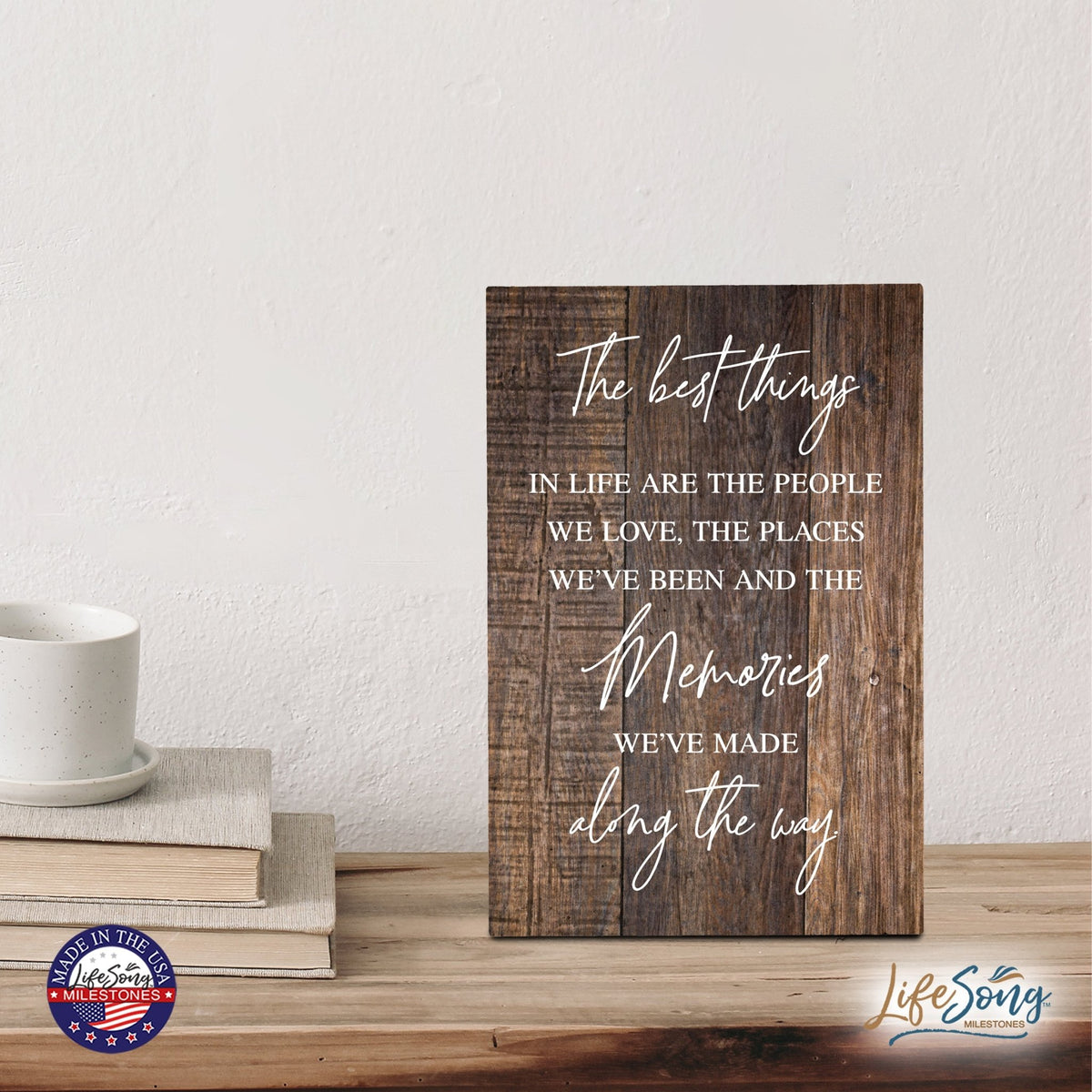Wood Wall Sign with Inspirational Quote Way Maker Miracle Worker Table Top Home Office Desk Decoration 5.5x8in - LifeSong Milestones