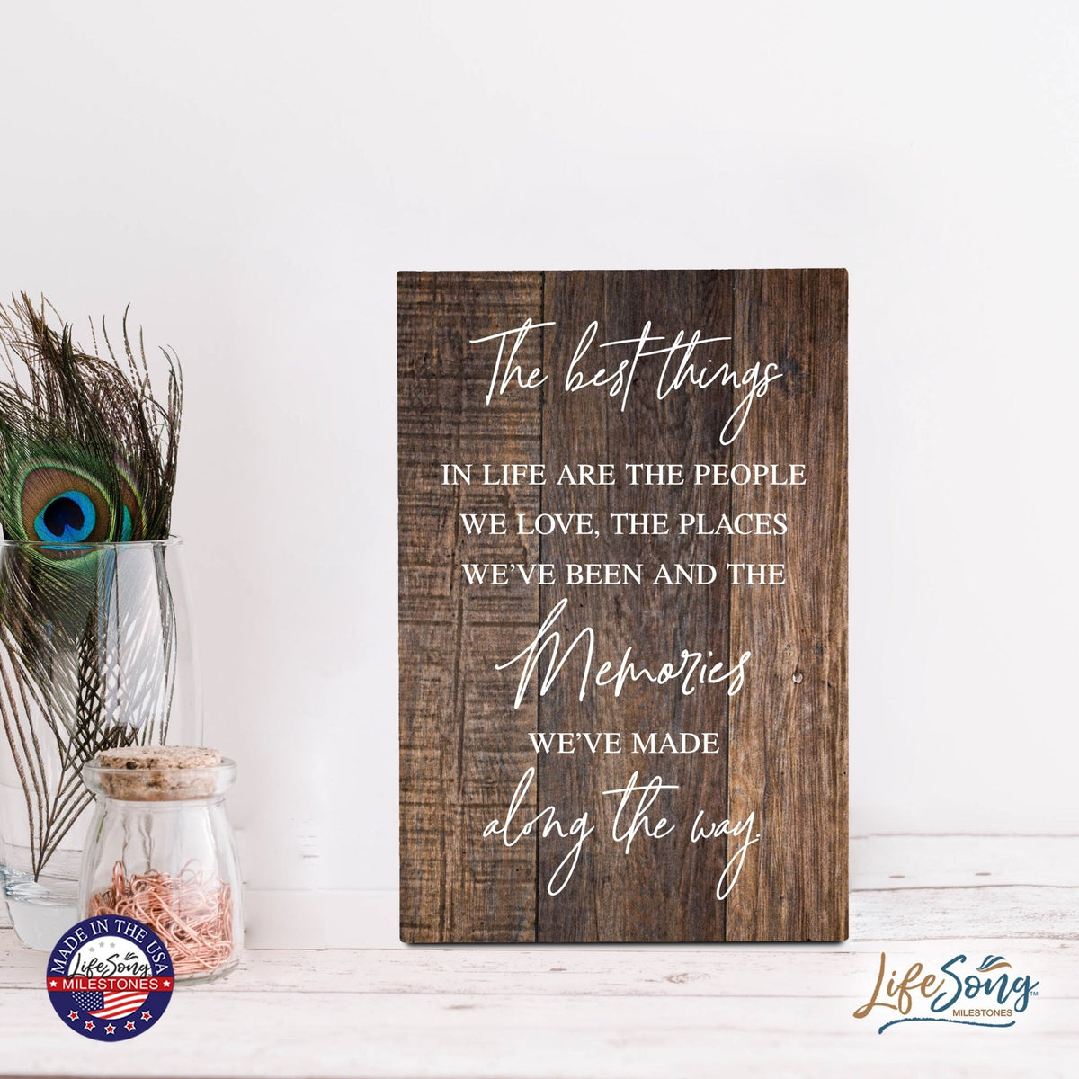 Wood Wall Sign with Inspirational Quote Way Maker Miracle Worker Table Top Home Office Desk Decoration 5.5x8in - LifeSong Milestones
