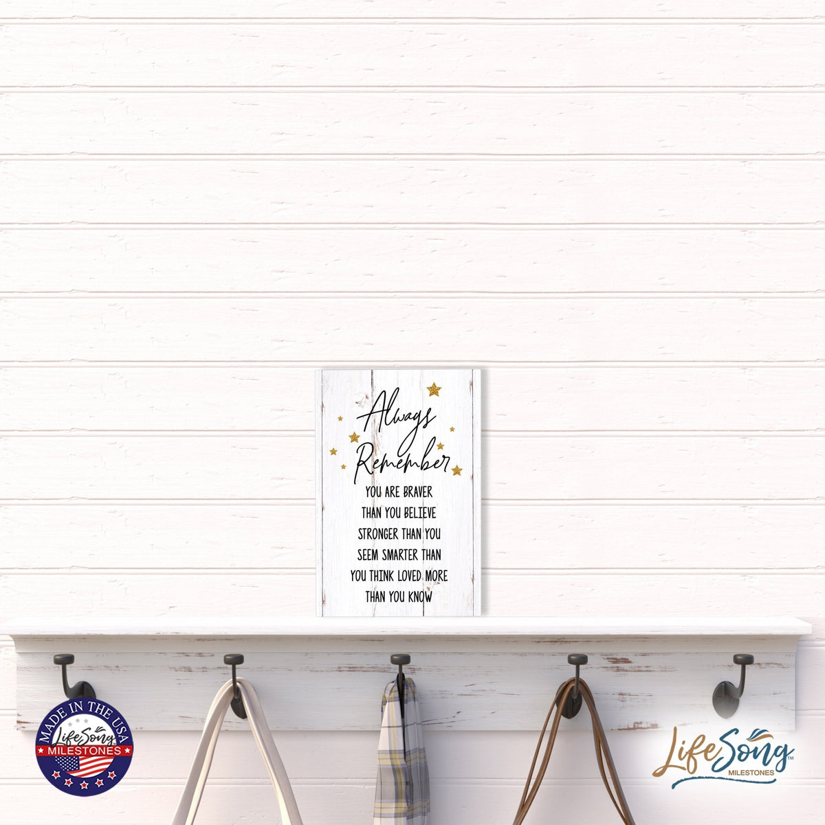 Wood Wall Sign with Inspirational Quotes Always Remember You Are Table Top Home Office Desk Decoration 5.5x8in - LifeSong Milestones