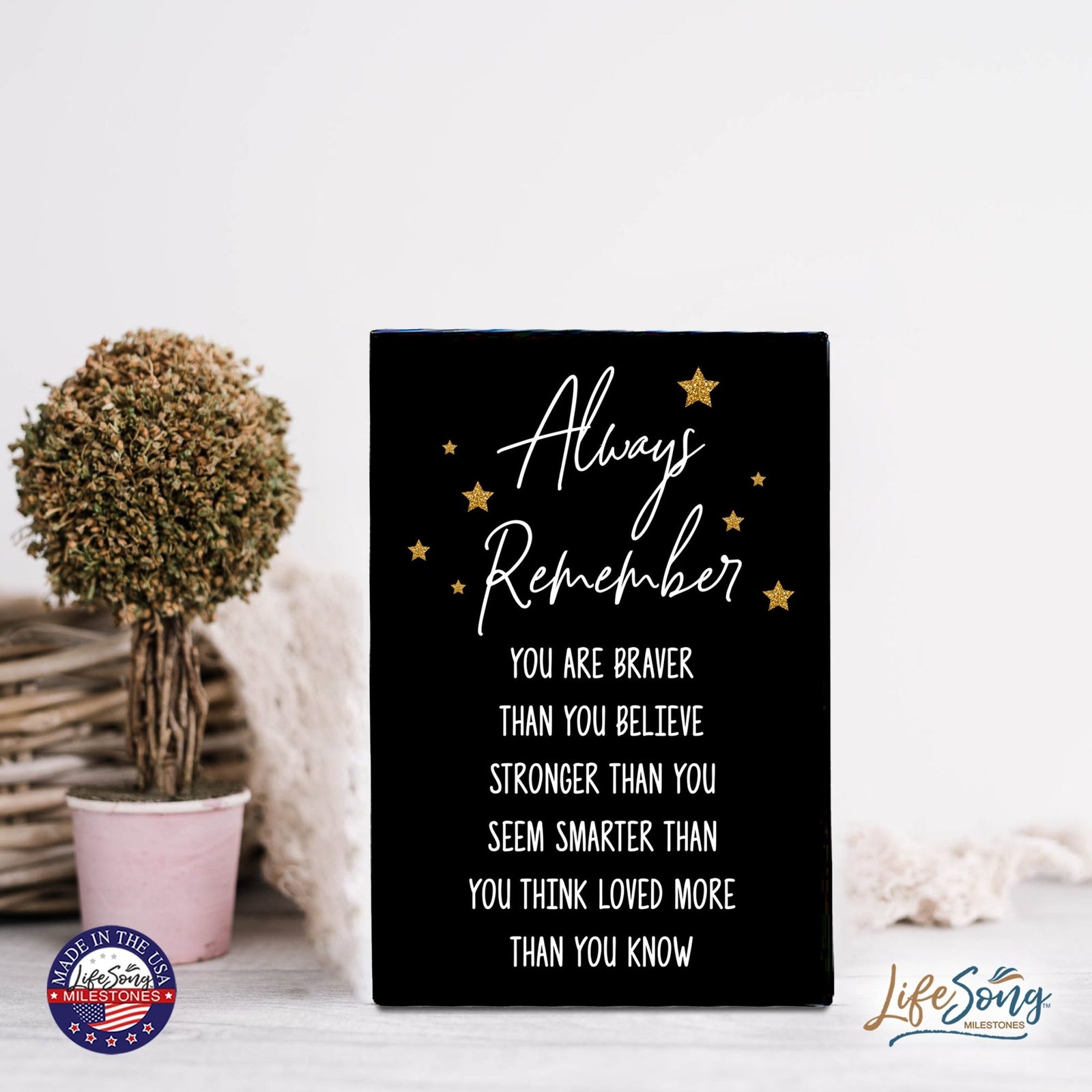 Wood Wall Sign with Inspirational Quotes Always Remember You Are Table Top Home Office Desk Decoration 5.5x8in - LifeSong Milestones