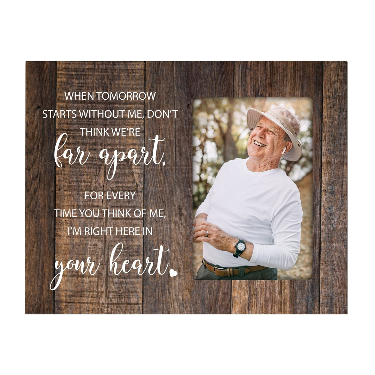 Wooden 8x10 Memorial Picture Frame Holds 4x6 Photo - When Tomorrow Starts - LifeSong Milestones