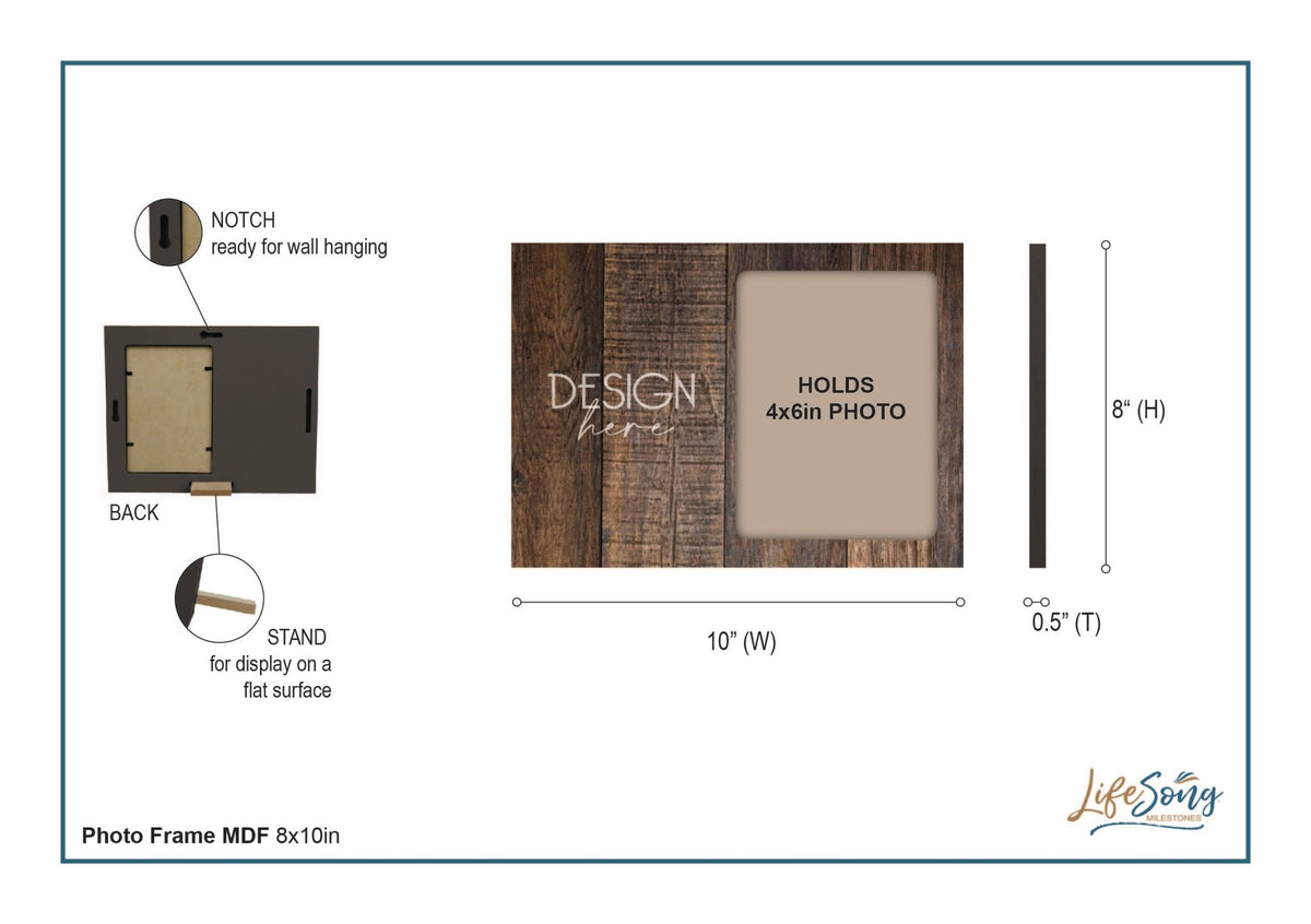 Wooden 8x10 Wedding Picture Frame Holds 4x6 Photo - Lucky To Be In Love - LifeSong Milestones