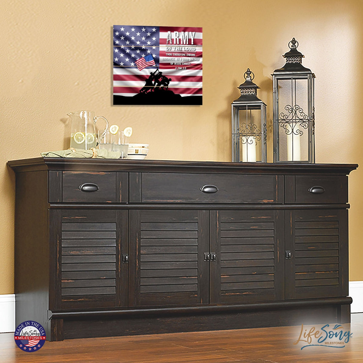 Wooden American Flag Patriotic Veteran Wall Sign Gift - Army - LifeSong Milestones