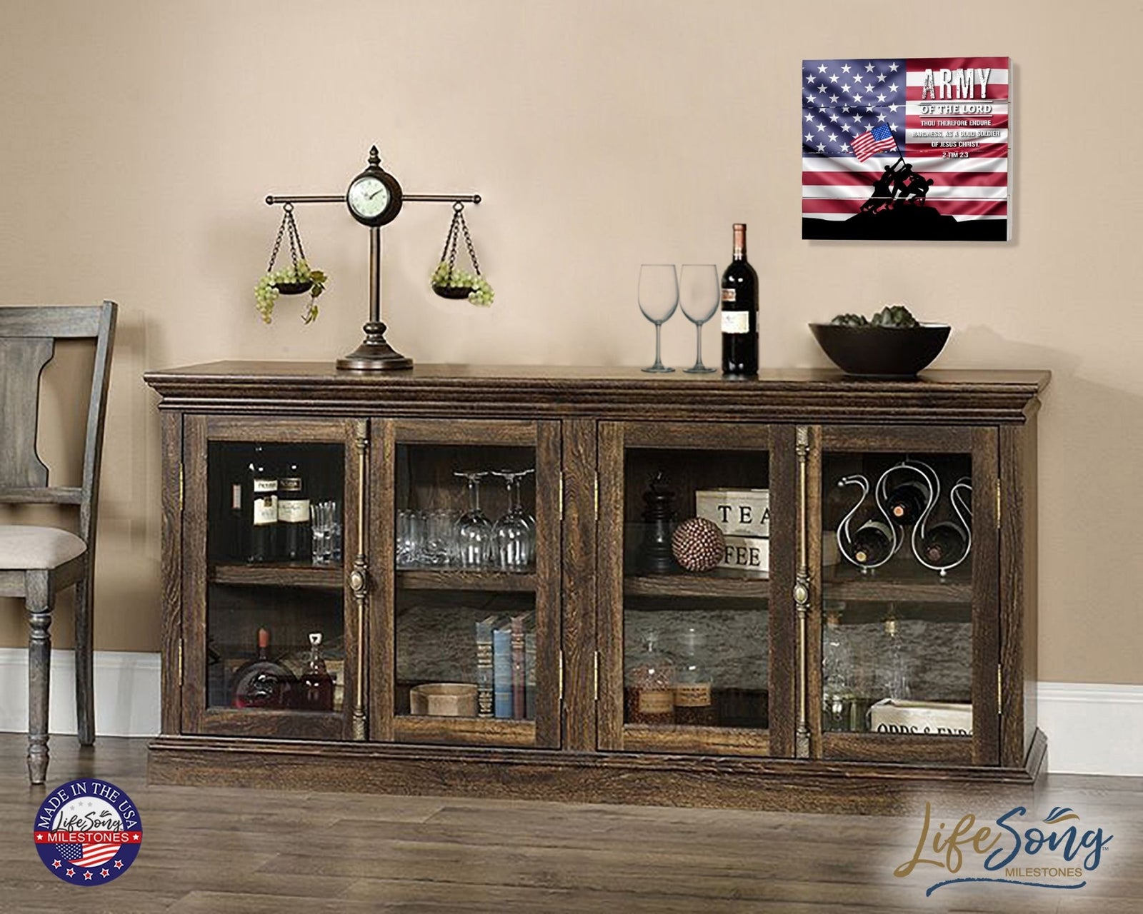 Wooden American Flag Patriotic Veteran Wall Sign Gift - Army - LifeSong Milestones
