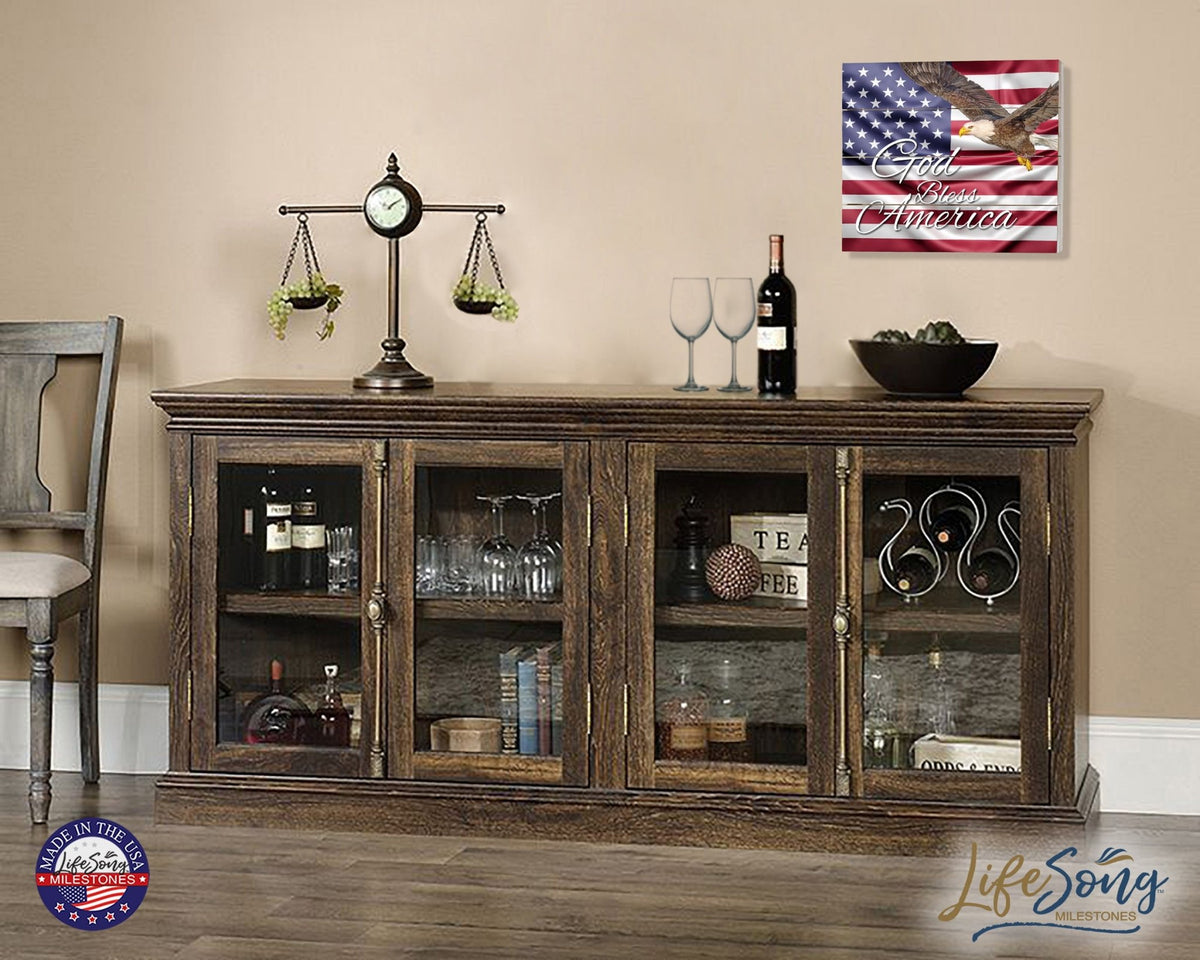Wooden American Flag Patriotic Veteran Wall Sign Gift - God Bless - LifeSong Milestones