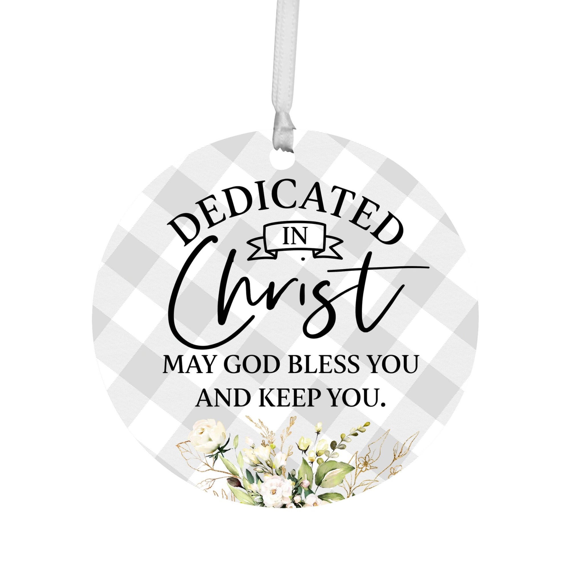 Wooden Baptism Hanging Ornament Gift for Godchild - Dedicated In Christ - LifeSong Milestones