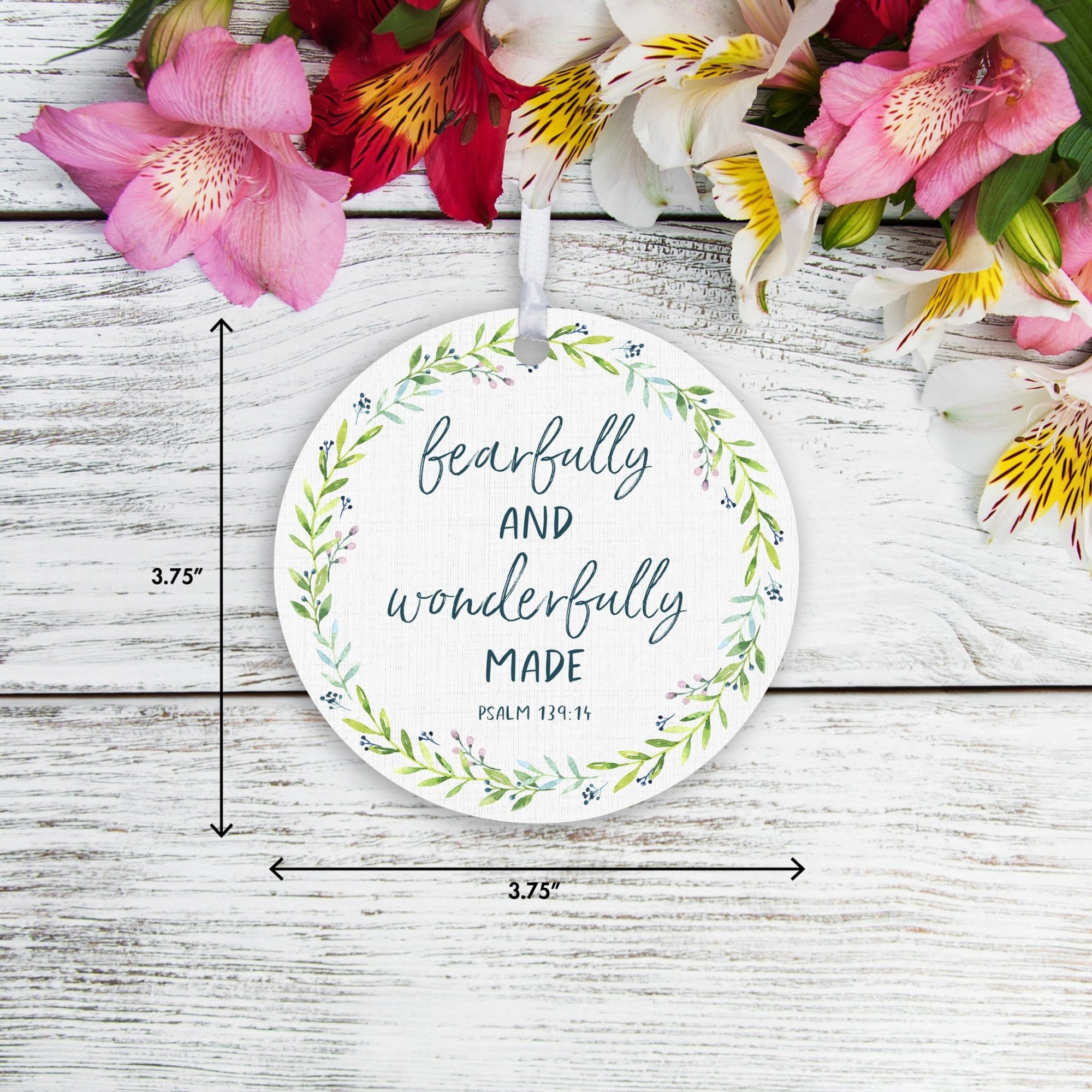 Wooden Baptism Hanging Ornament Gift for Godchild - Fearfully and Wonderfully Made - LifeSong Milestones