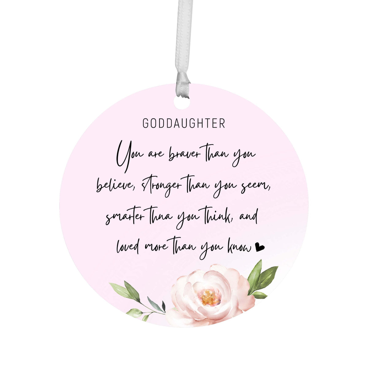 Wooden Baptism Hanging Ornament Gift for Goddaughter - You Are Braver Than You Believe - LifeSong Milestones