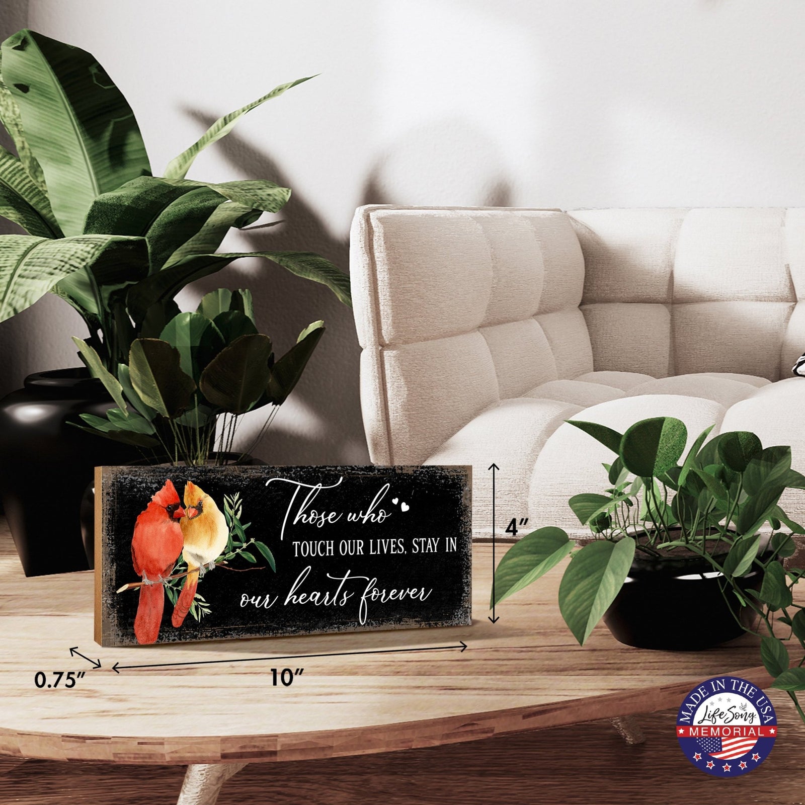 Wooden Cardinal Memorial Shelf Décor and Tabletop Signs Sympathy Gifts - LifeSong Milestones