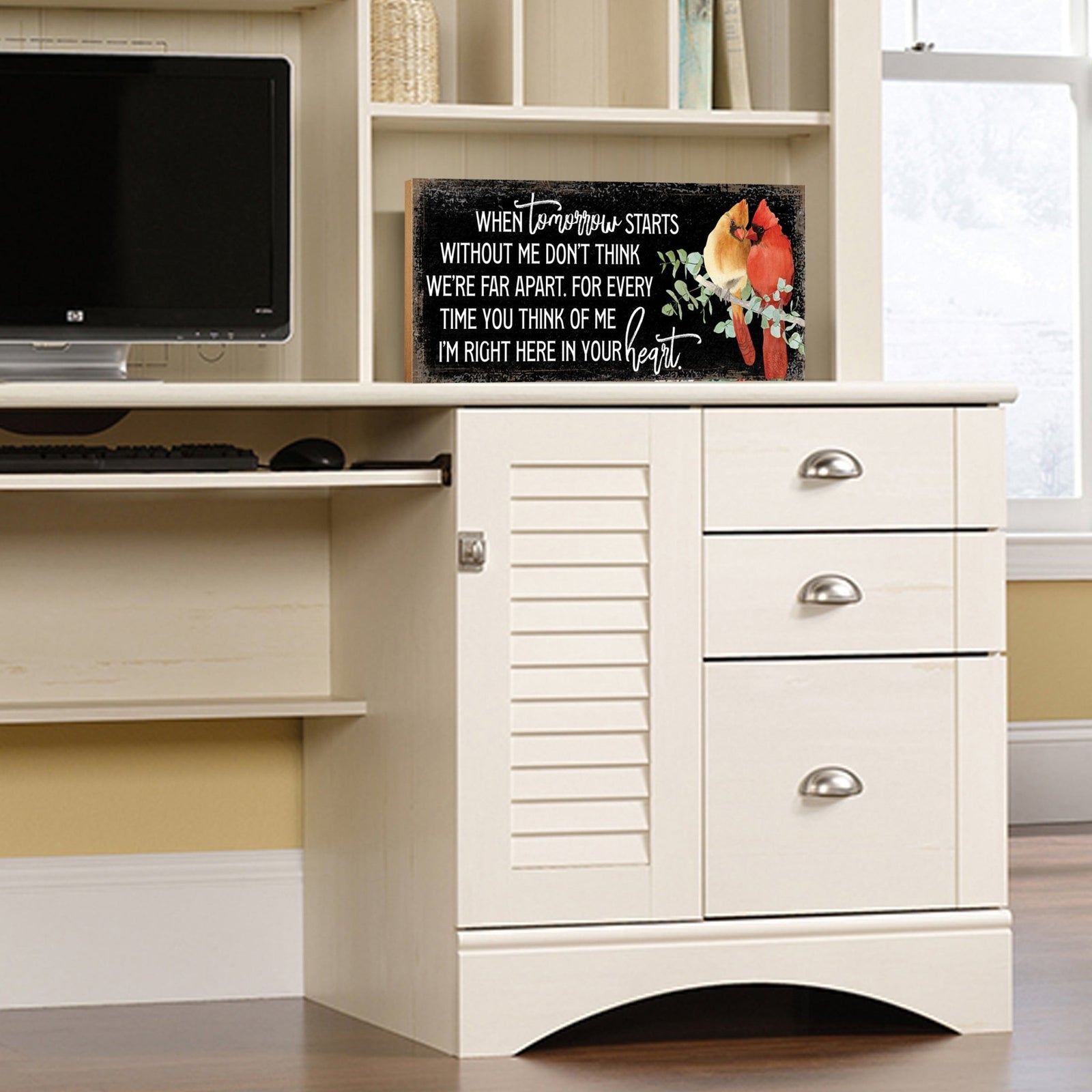 Wooden Cardinal Memorial Shelf Décor and Tabletop Signs Sympathy Gifts - LifeSong Milestones