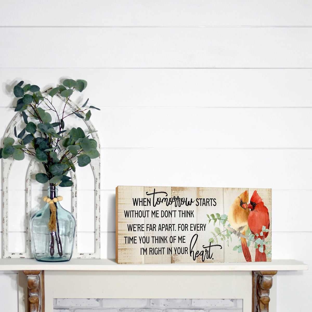 Wooden Cardinal Memorial Shelf Décor and Tabletop Signs Sympathy Gifts - LifeSong Milestones