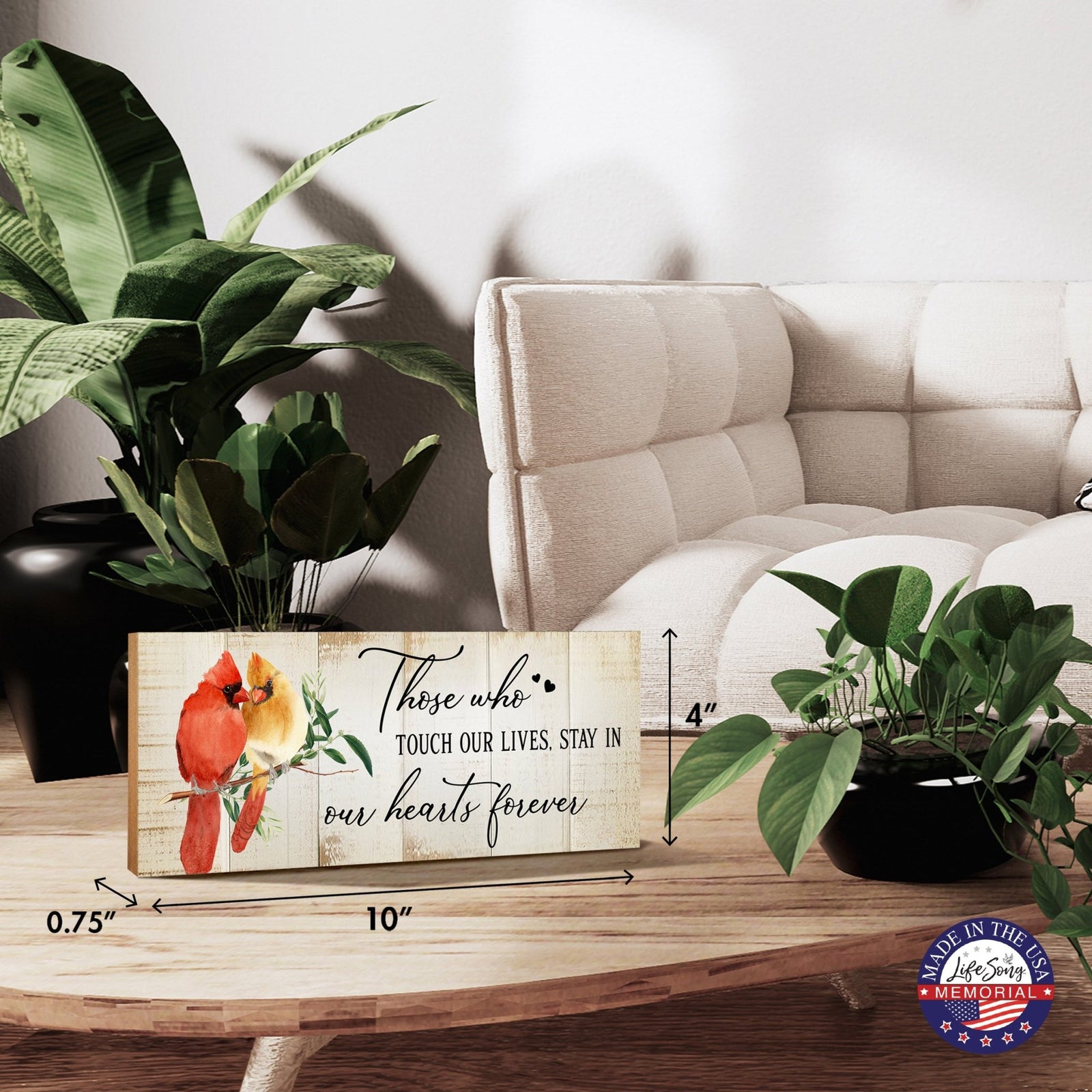 Wooden Cardinal Memorial Shelf Décor and Tabletop Signs Sympathy Gifts - LifeSong Milestones