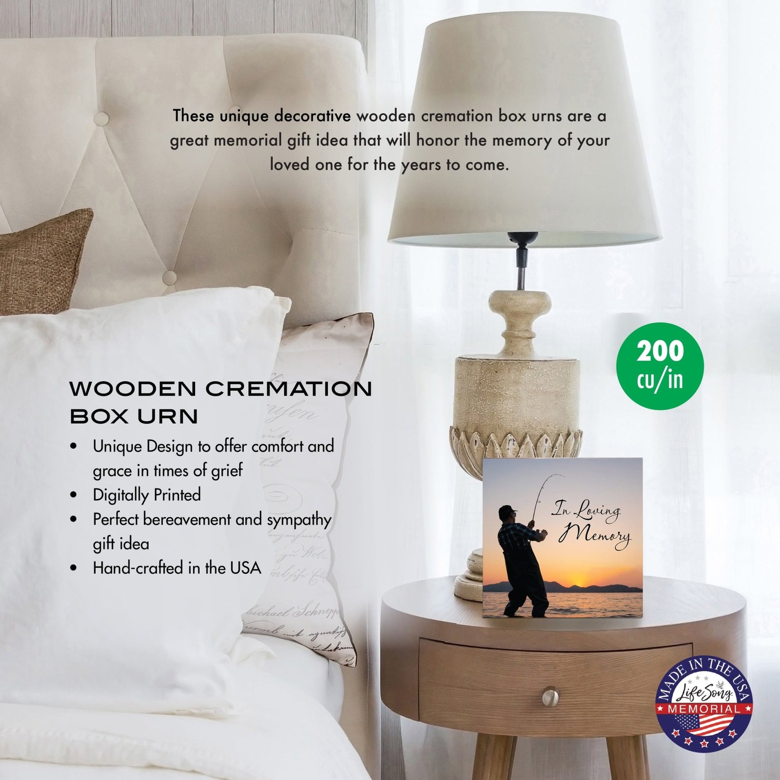Wooden Cremation Urn Box – In Loving Memory Memorial Display for Human Ashes - LifeSong Milestones