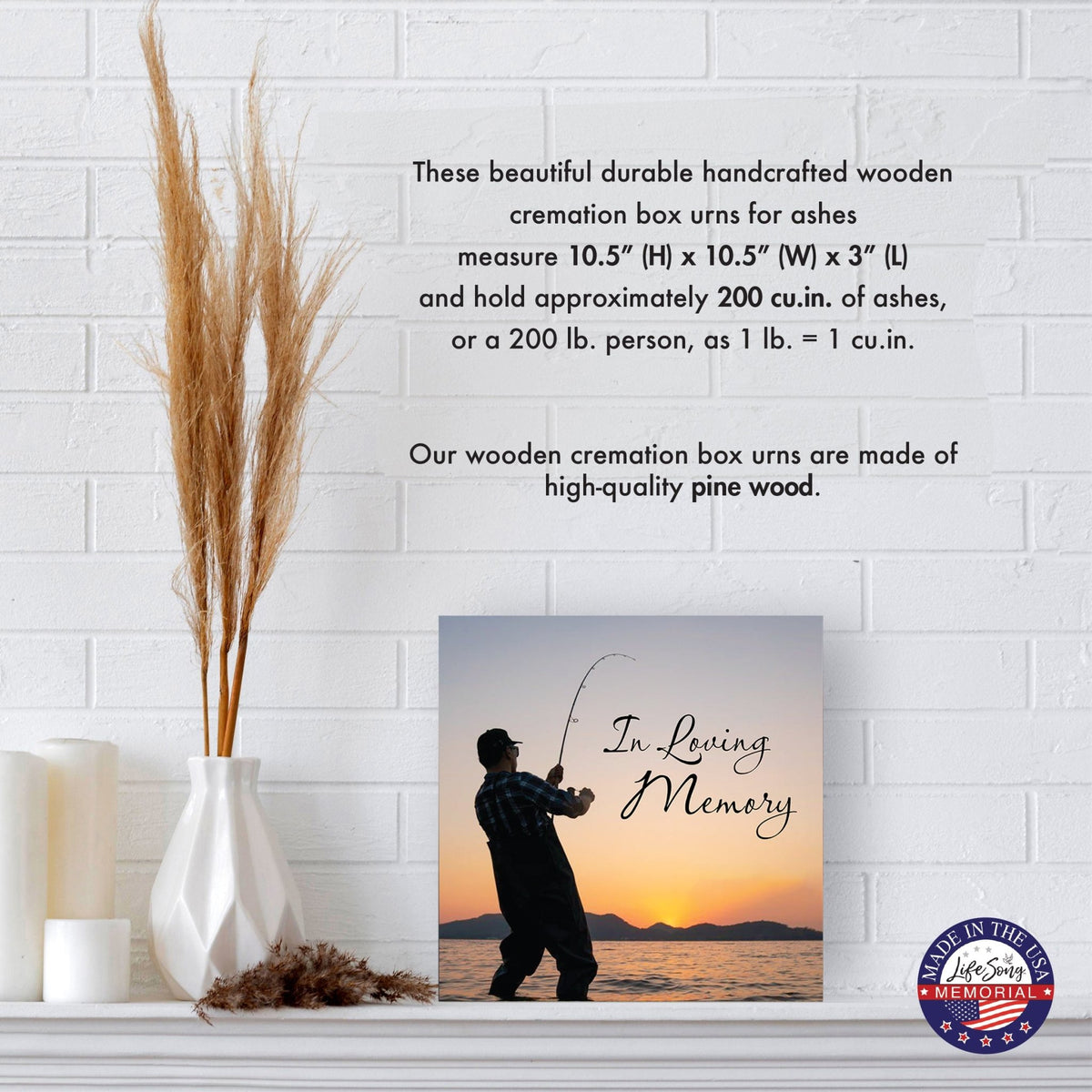 Wooden Cremation Urn Box – In Loving Memory Memorial Display for Human Ashes - LifeSong Milestones