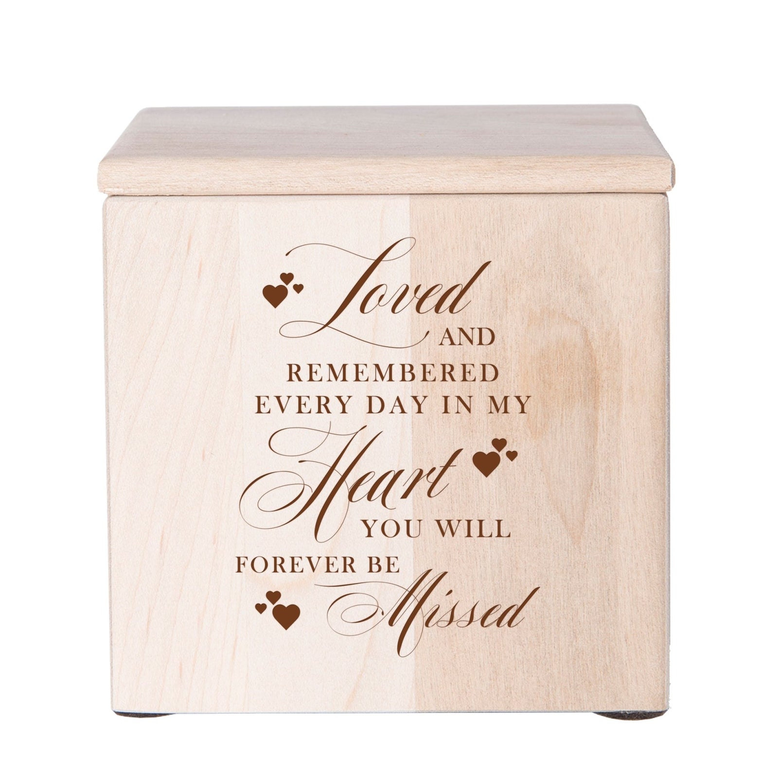 Engraved Tabletop Wooden Urn Box for Cherishing Ashes of Loved Ones