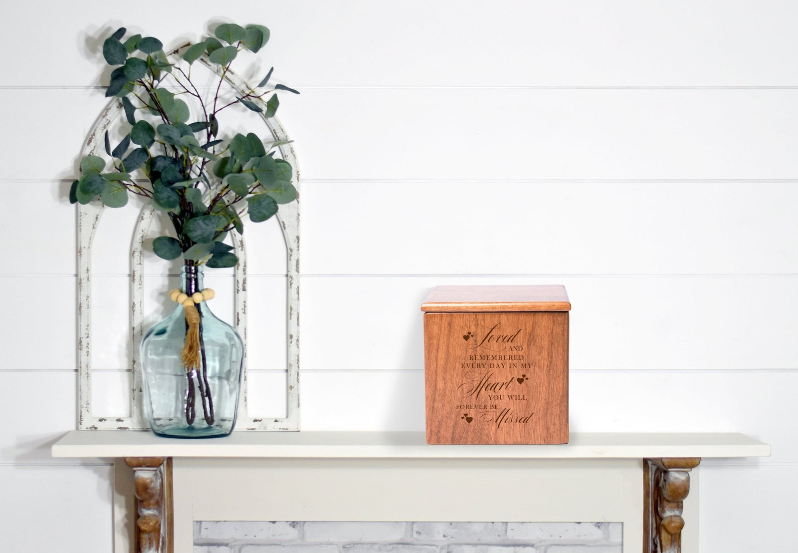 Tabletop Wooden Keepsake Small Urn for Memorial Tributes