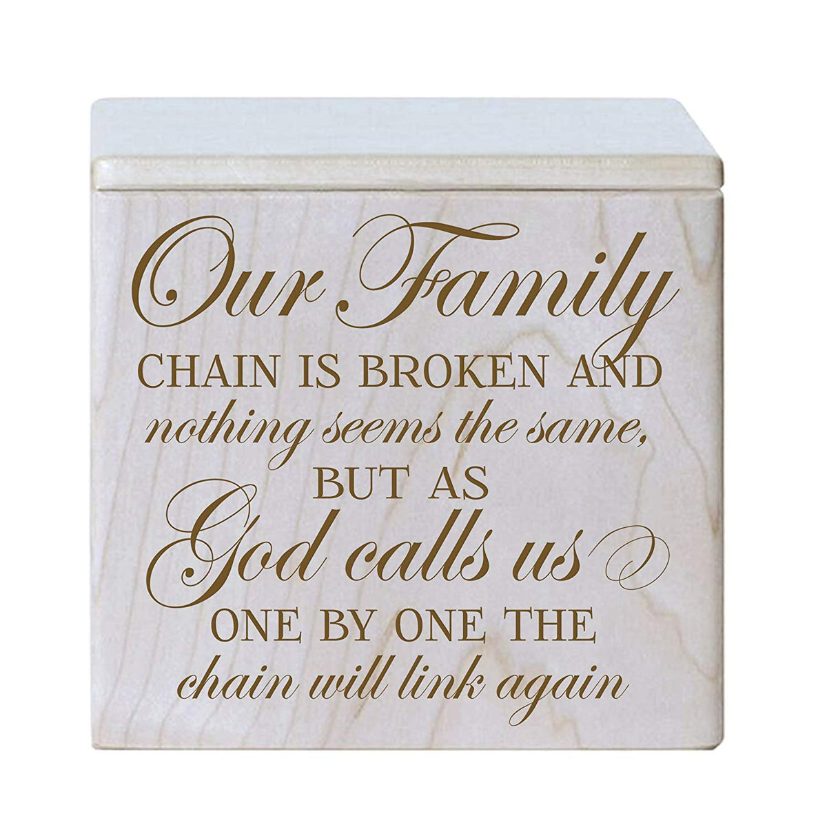 Wooden Keepsake Memorial Urn for Human Ashes - Our Family Chain