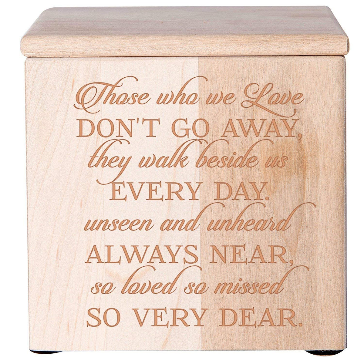 Engraved Tabletop Wooden Urn Box for Cherishing Ashes of Loved Ones