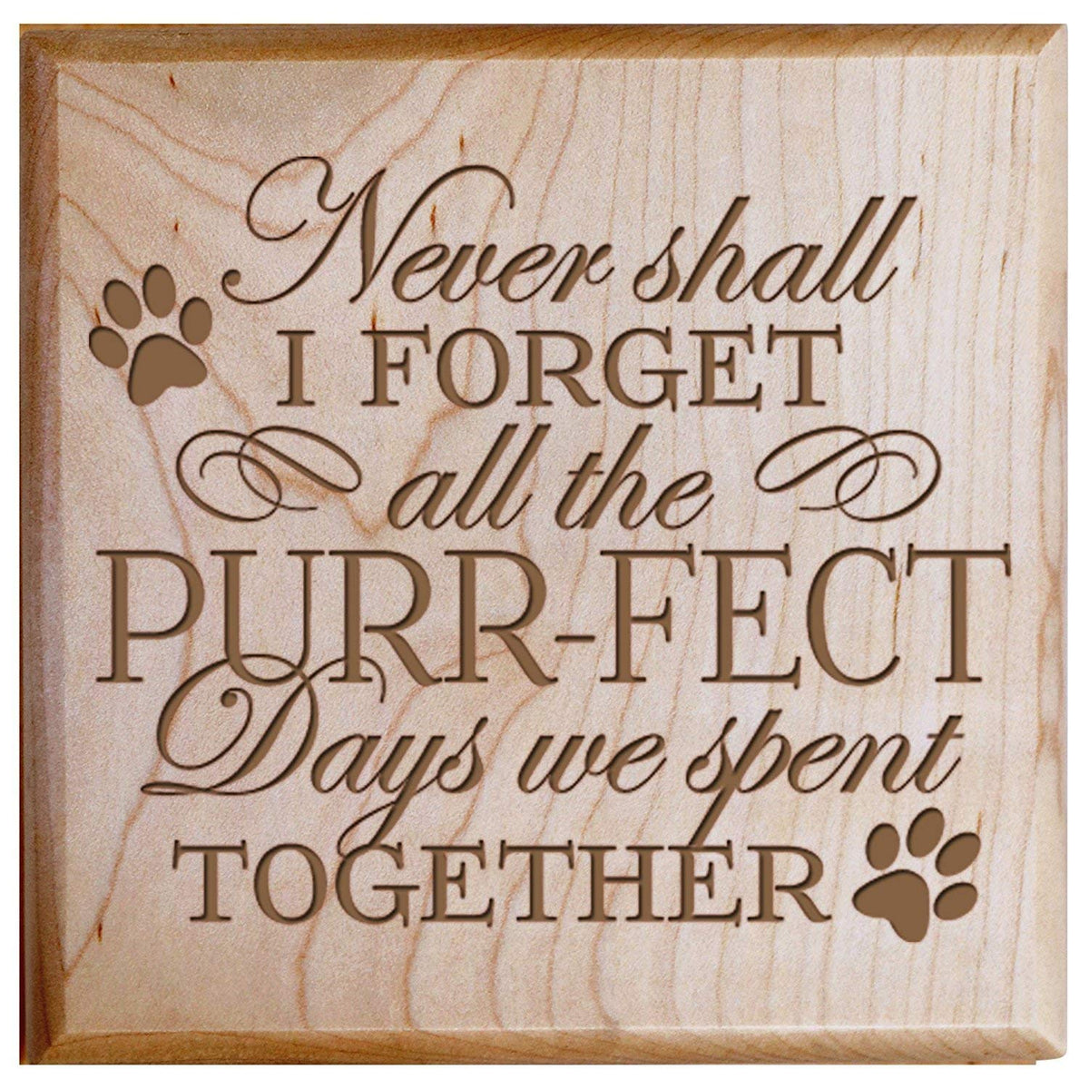 Wooden Cremation Urn for Pet Ashes 5.5 x 5.5 Never Shall - LifeSong Milestones