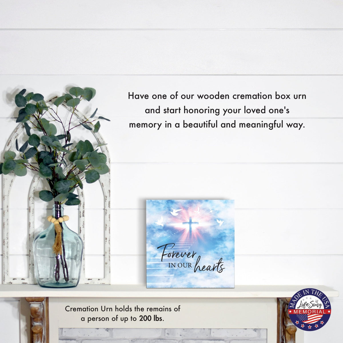 Wooden Cremation Urn – “Forever in Our Hearts” Memorial Keepsake for Human Ashes - LifeSong Milestones