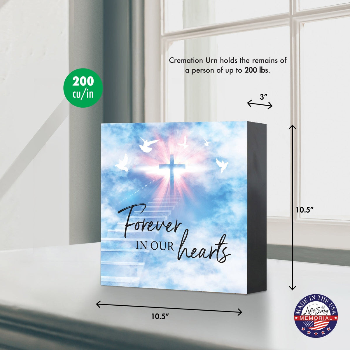 Wooden Cremation Urn – “Forever in Our Hearts” Memorial Keepsake for Human Ashes - LifeSong Milestones