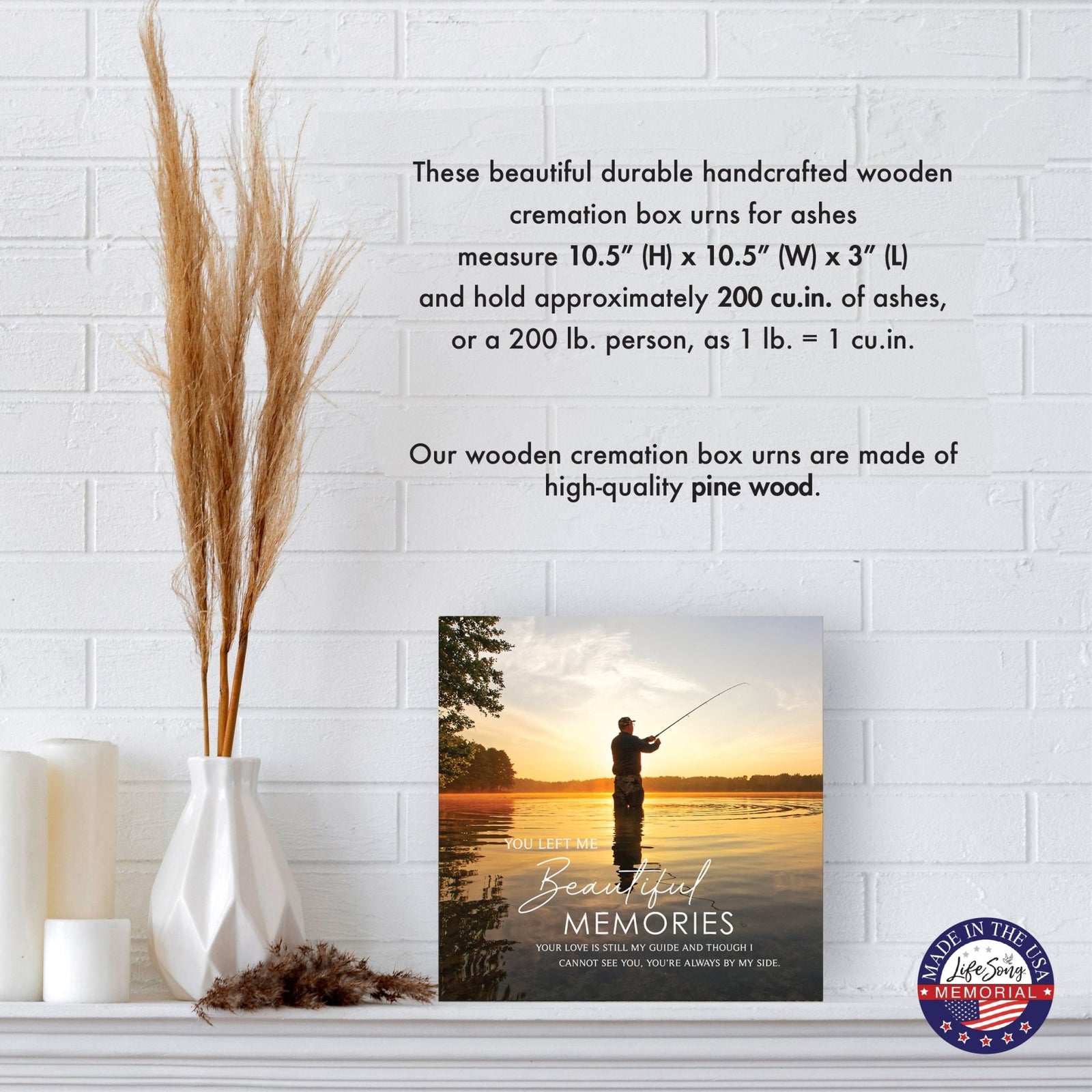 Wooden Cremation Urn – Memorial Keepsake for Human Ashes – “You Left Me Beautiful Memories” - LifeSong Milestones