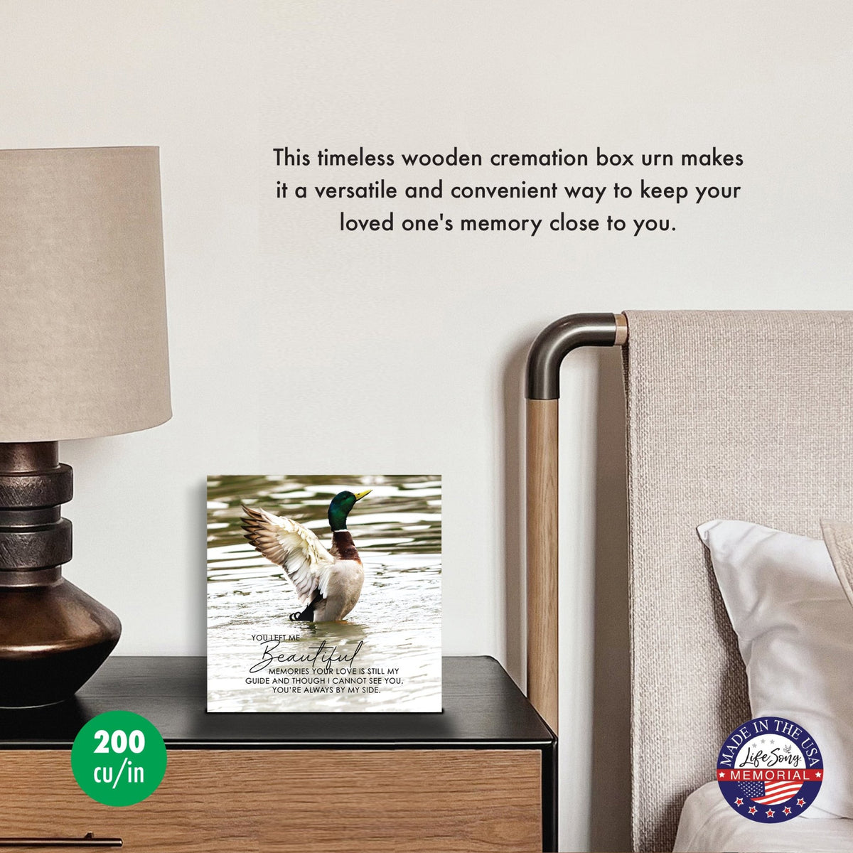 Wooden Cremation Urn – Memorial Keepsake for Human Ashes – “You Left Me Beautiful Memories” - LifeSong Milestones