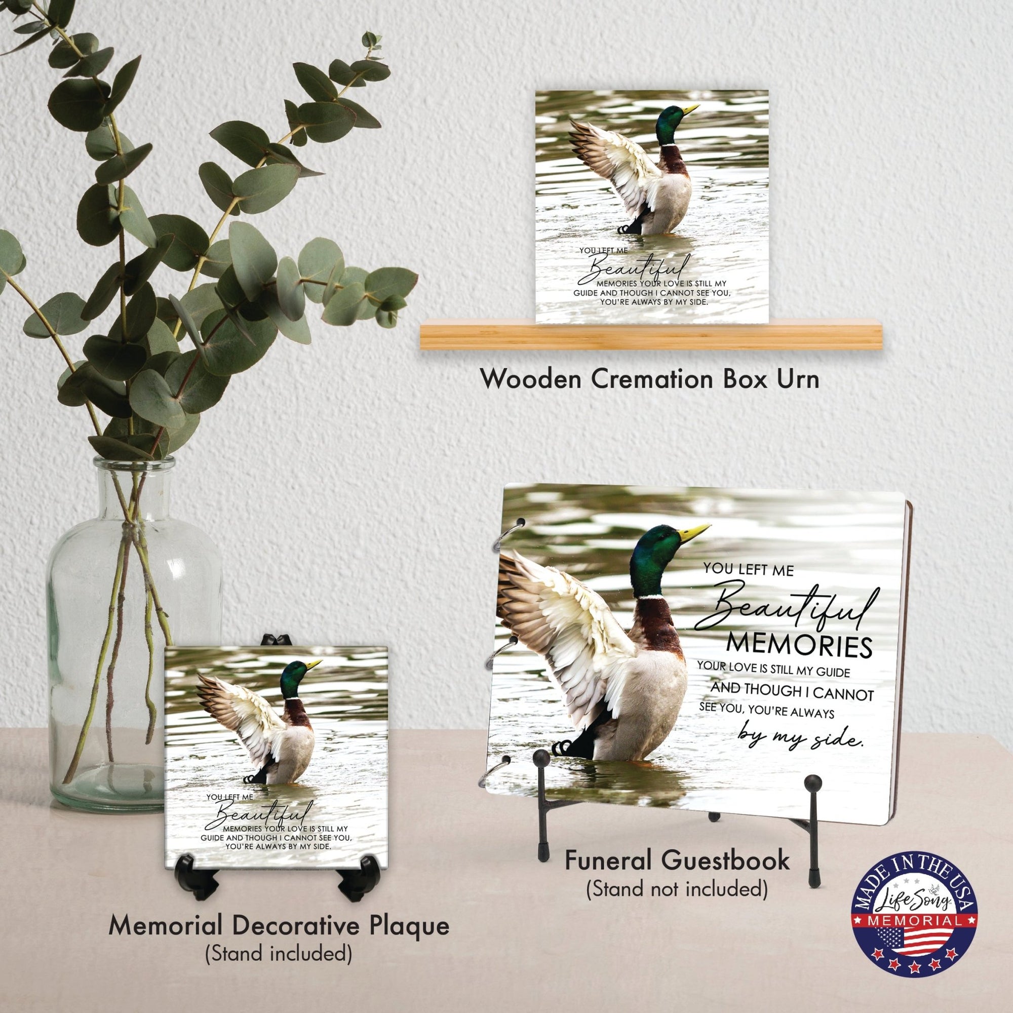 Wooden Cremation Urn – Memorial Keepsake for Human Ashes – “You Left Me Beautiful Memories” - LifeSong Milestones