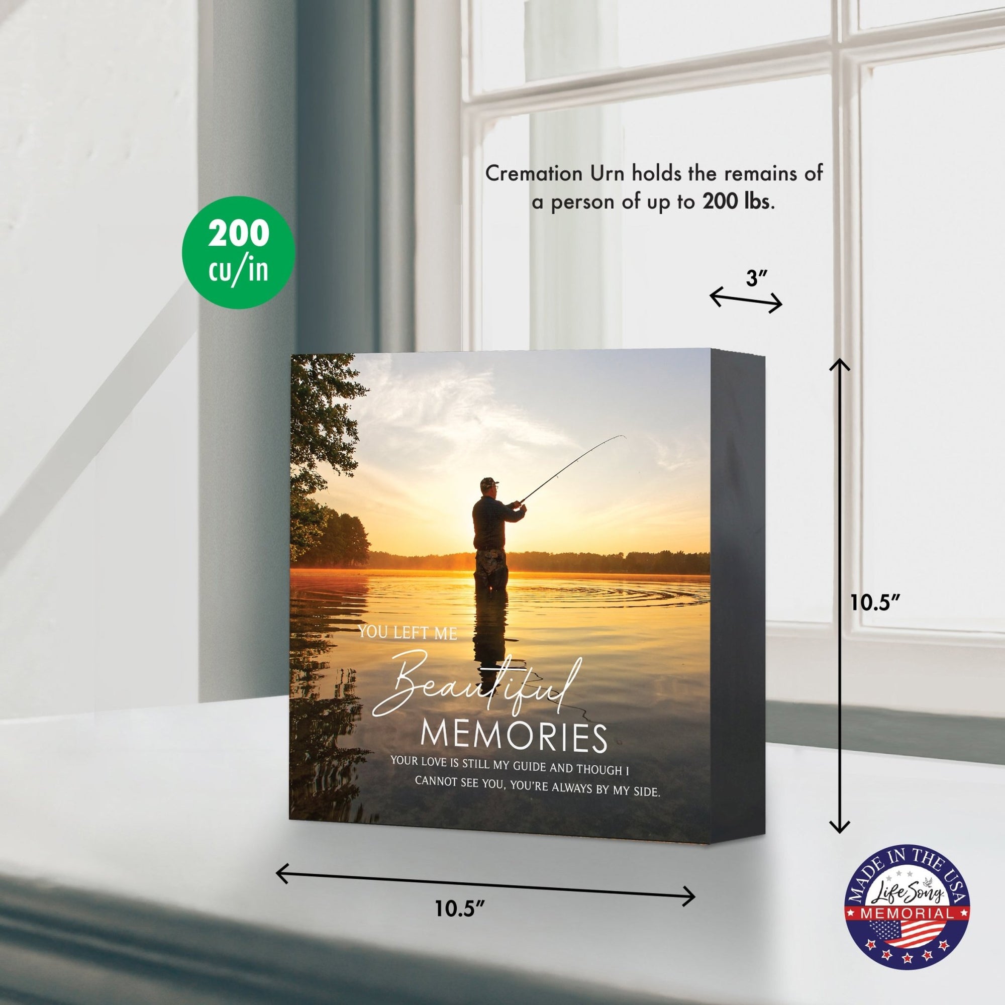 Wooden Cremation Urn – Memorial Keepsake for Human Ashes – “You Left Me Beautiful Memories” - LifeSong Milestones