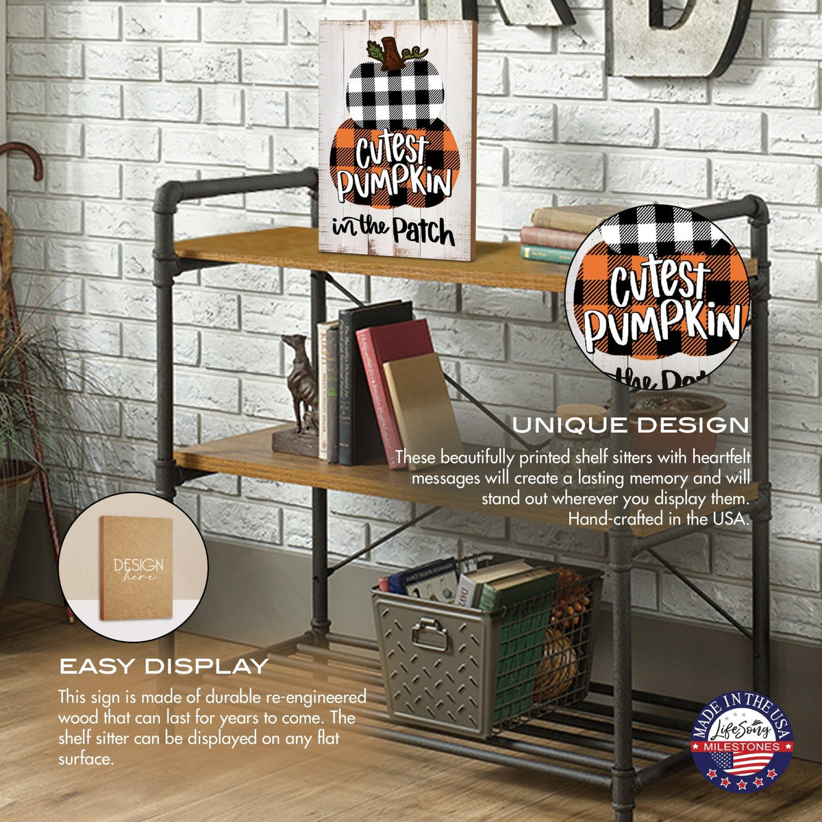 Wooden Fall Shelf Décor and Tabletop Signs for Home Decor - LifeSong Milestones