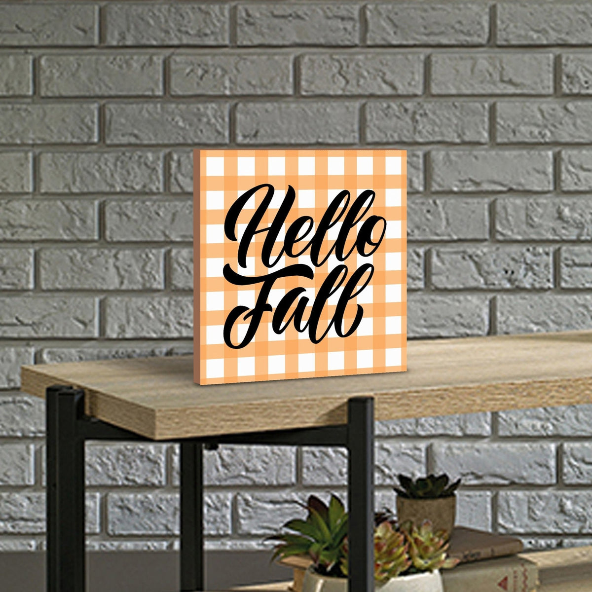 Wooden Fall Themed Unique Shelf Décor and Tabletop Signs - Hello Fall - LifeSong Milestones