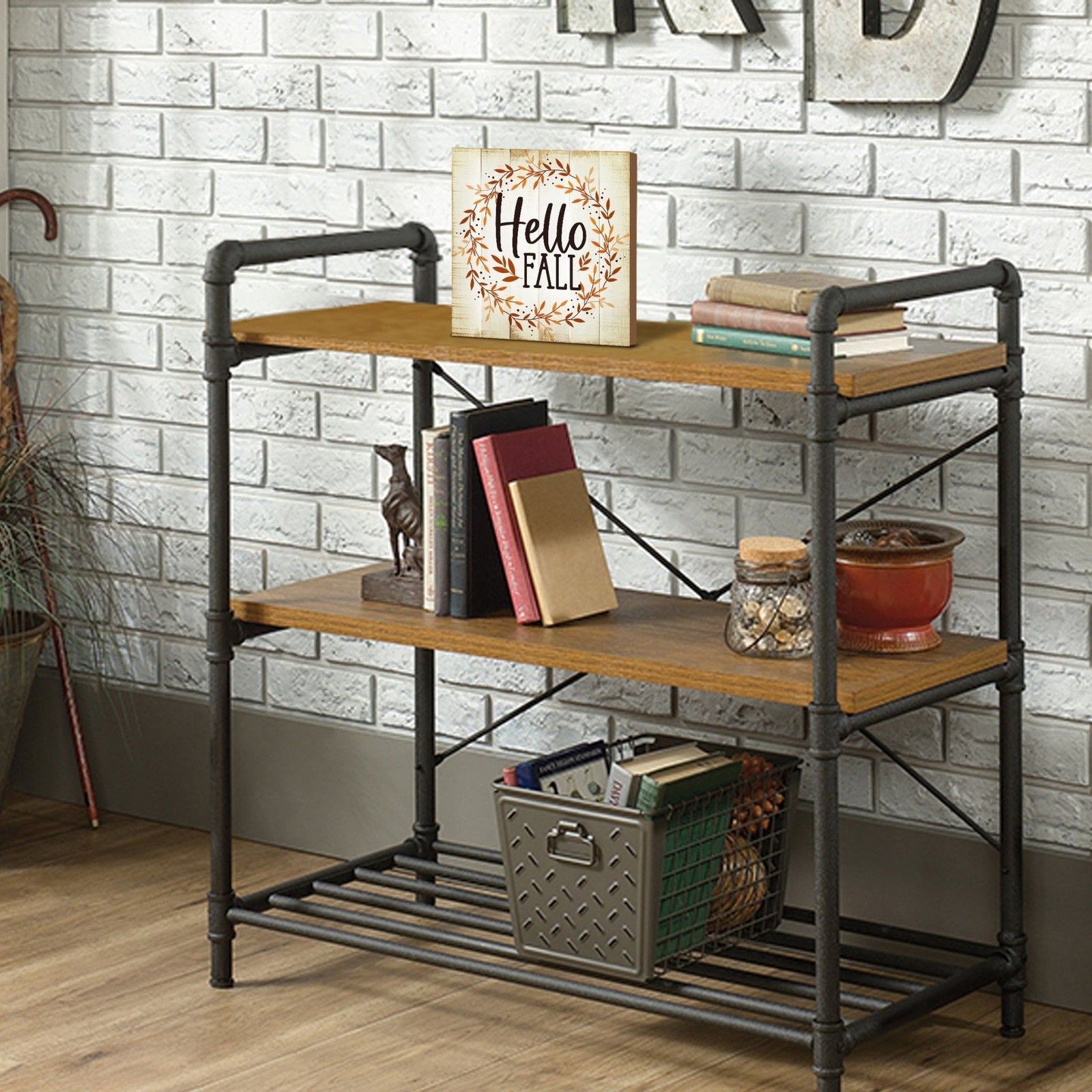 Wooden Fall Themed Unique Shelf Décor and Tabletop Signs - Hello Fall - LifeSong Milestones