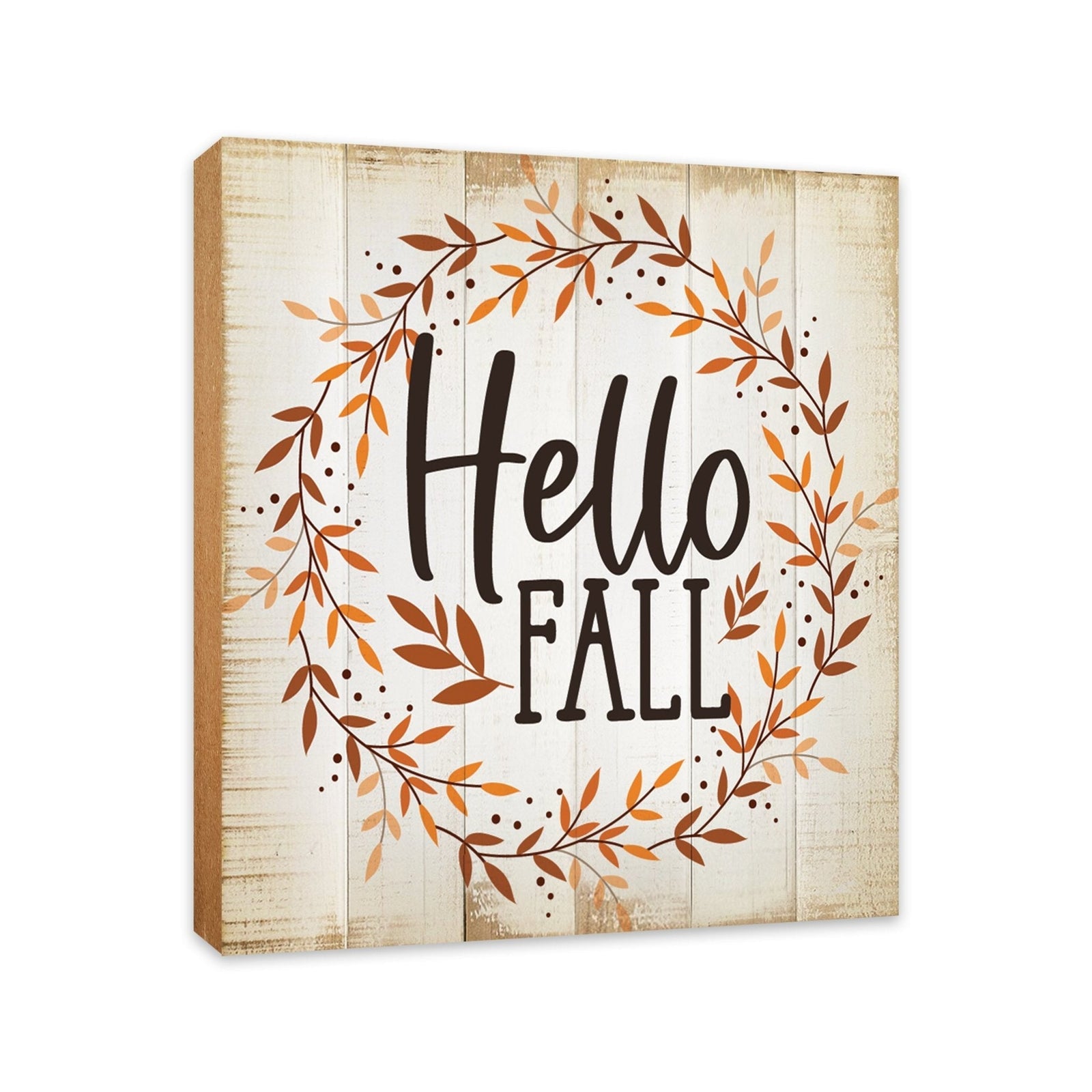 Wooden Fall Themed Unique Shelf Décor and Tabletop Signs - Hello Fall - LifeSong Milestones