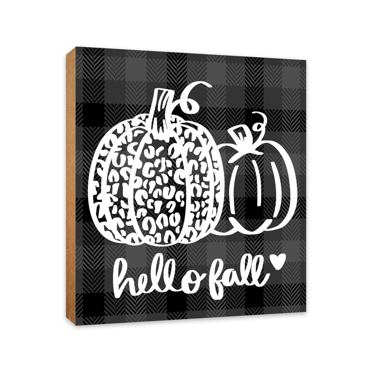 Wooden Fall Themed Unique Shelf Décor and Tabletop Signs - Hello Fall - LifeSong Milestones