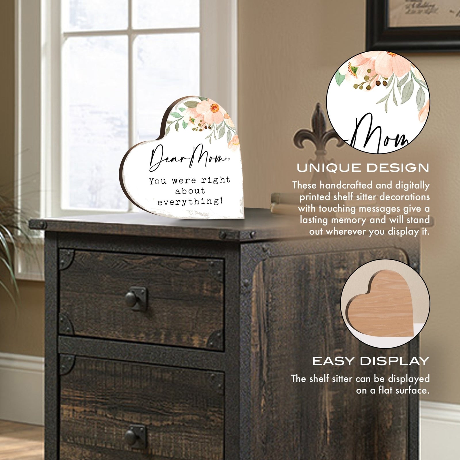 Wooden Heart Block Sign Gift for Mother’s Day - LifeSong Milestones