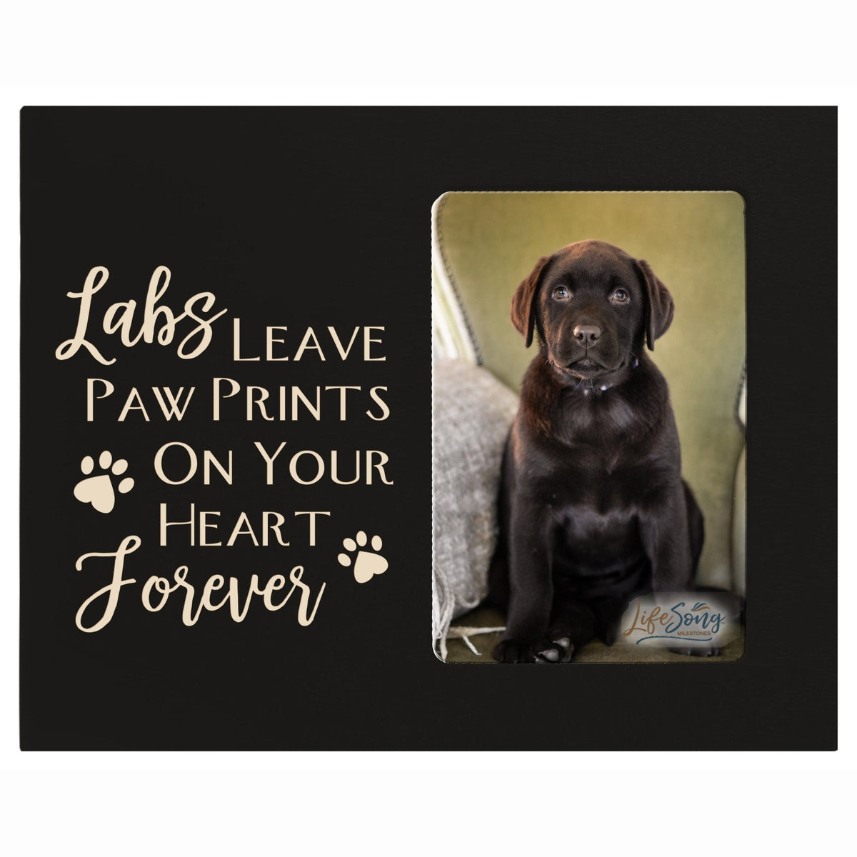 Wooden Inspirational 8x10 Picture Frame for Pet Dogs holds 4x6 photo Labs Leave Paw Prints - LifeSong Milestones