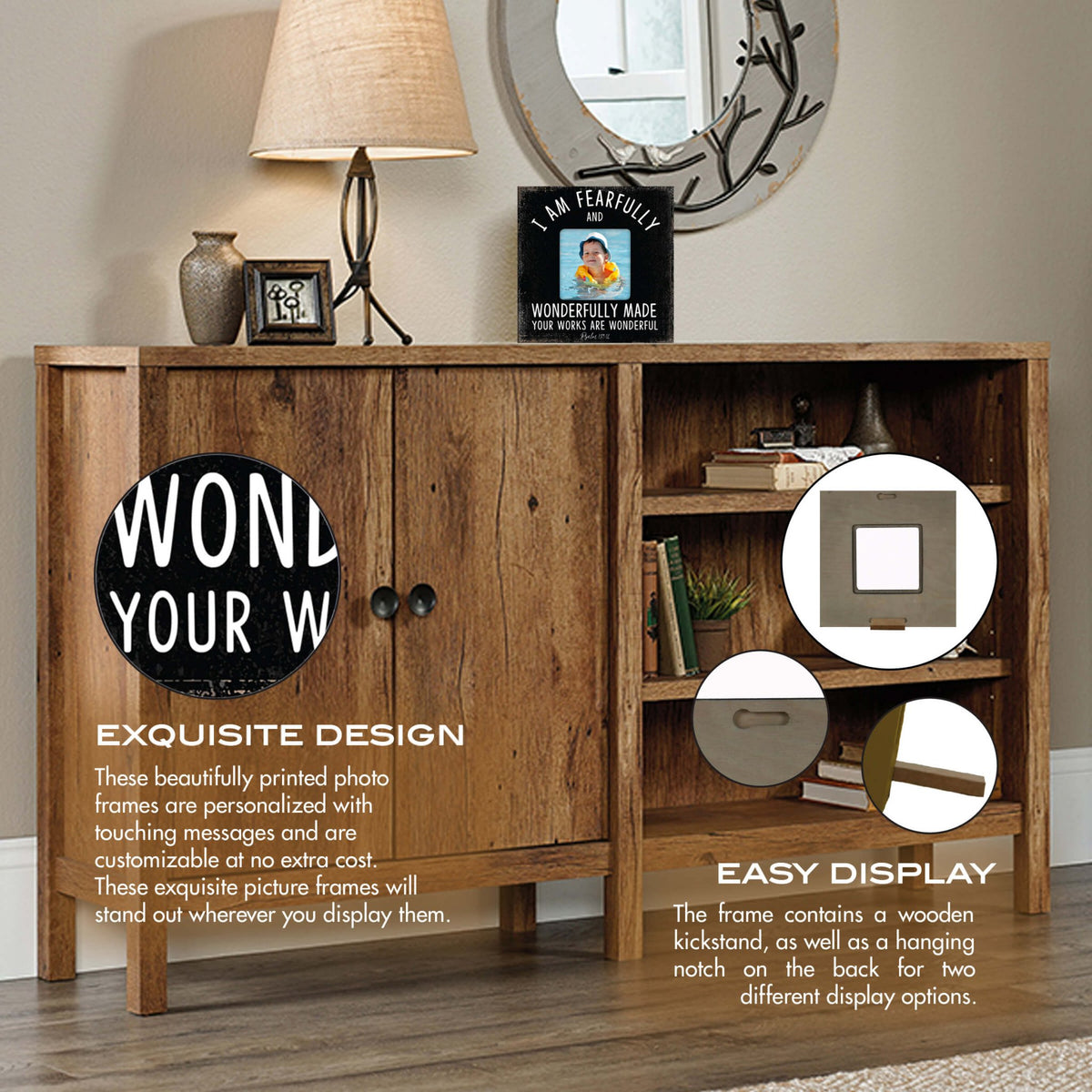 Wooden Inspirational Fearfully and Wonderfully Made Picture Frame - LifeSong Milestones