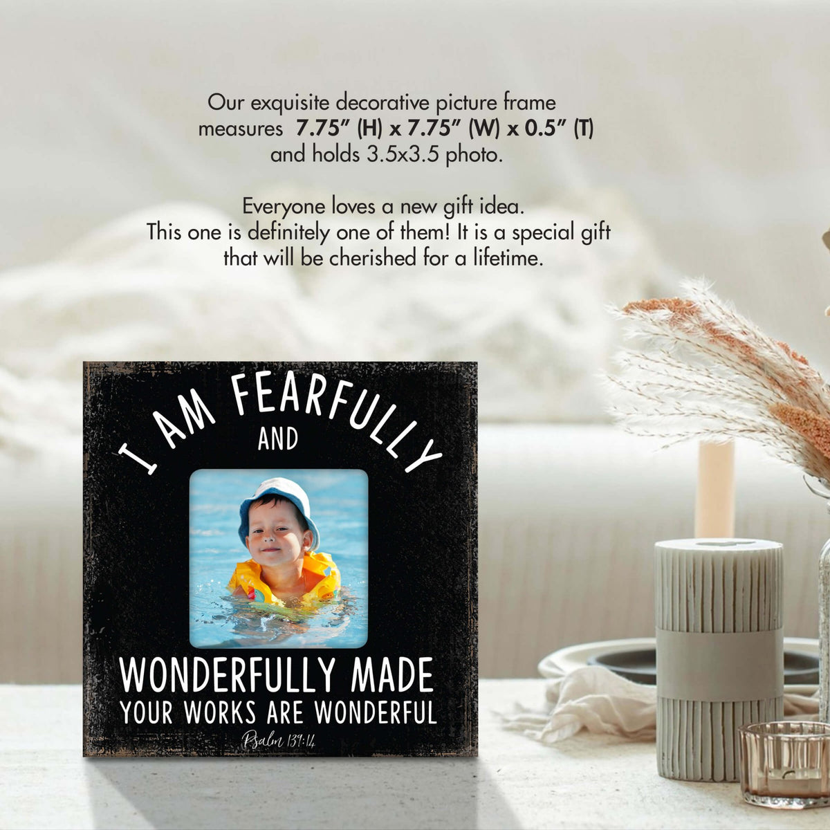 Wooden Inspirational Fearfully and Wonderfully Made Picture Frame - LifeSong Milestones