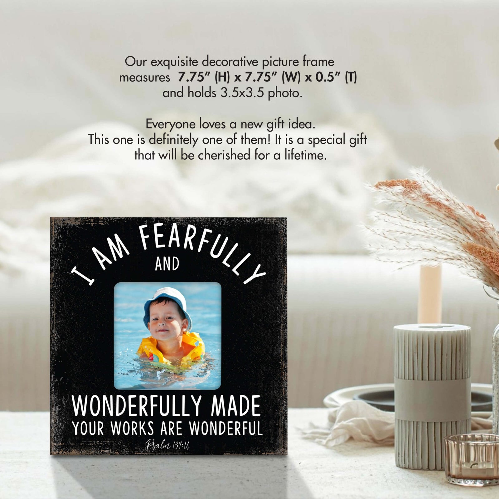 Wooden Inspirational Fearfully and Wonderfully Made Picture Frame - LifeSong Milestones