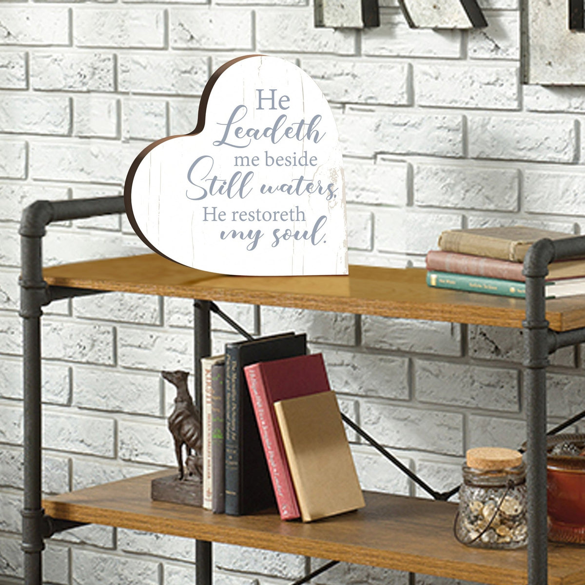 Wooden Inspirational Heart Block Sign for Home Decorations - LifeSong Milestones