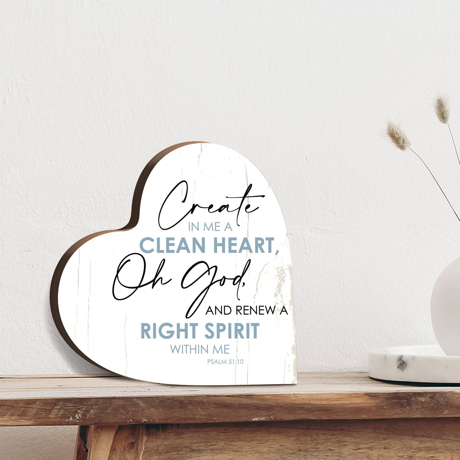 Wooden Inspirational Heart Block Sign for Home Decorations - LifeSong Milestones