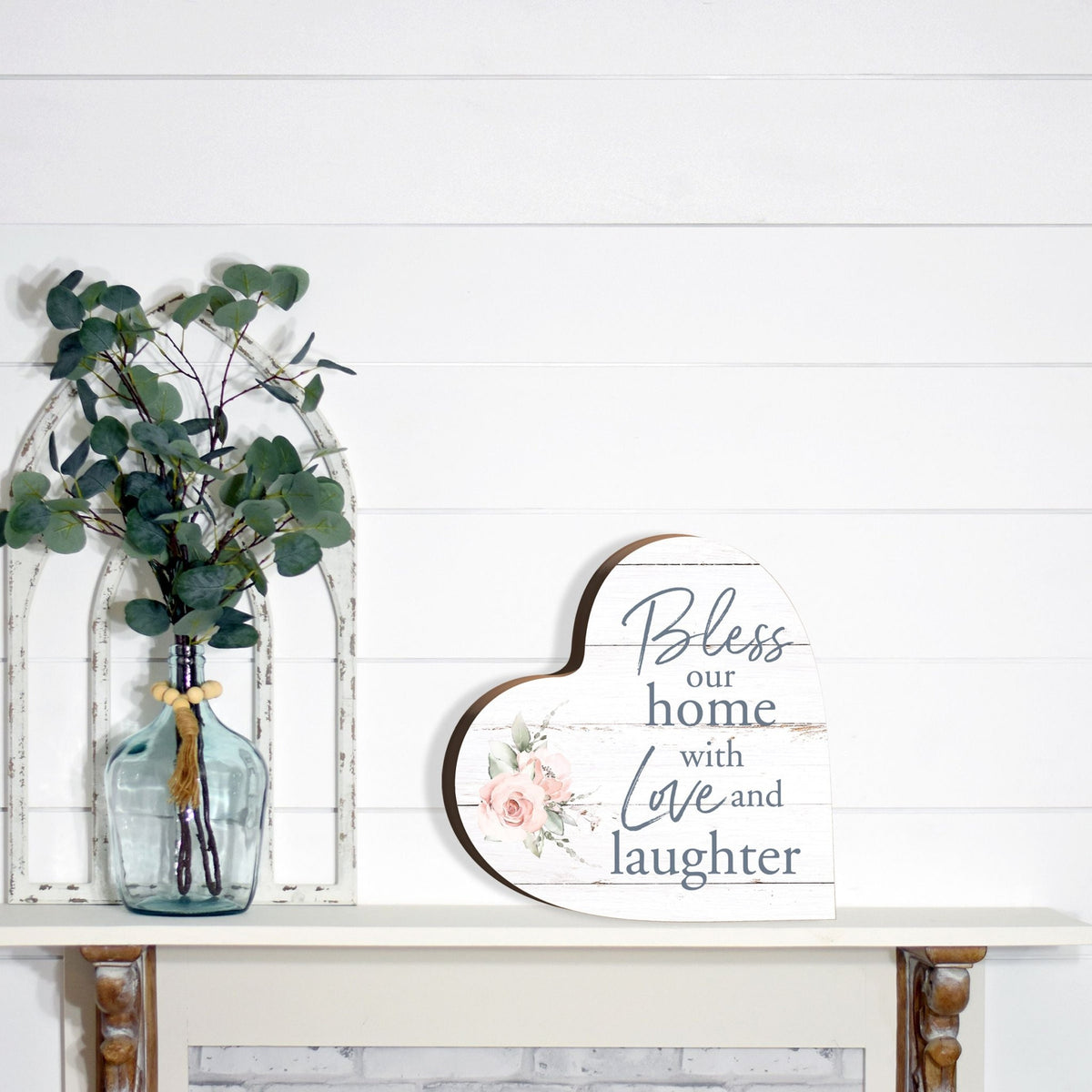 Wooden Inspirational Heart Block Sign for Home Decorations - LifeSong Milestones