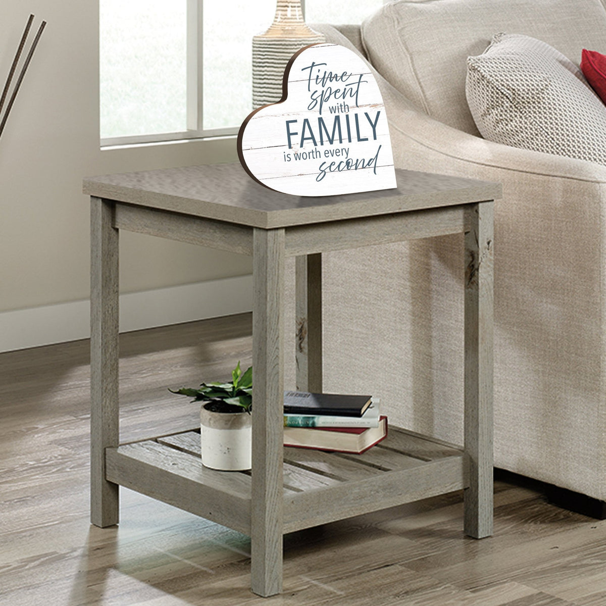 Wooden Inspirational Heart Block Sign for Home Decorations - LifeSong Milestones