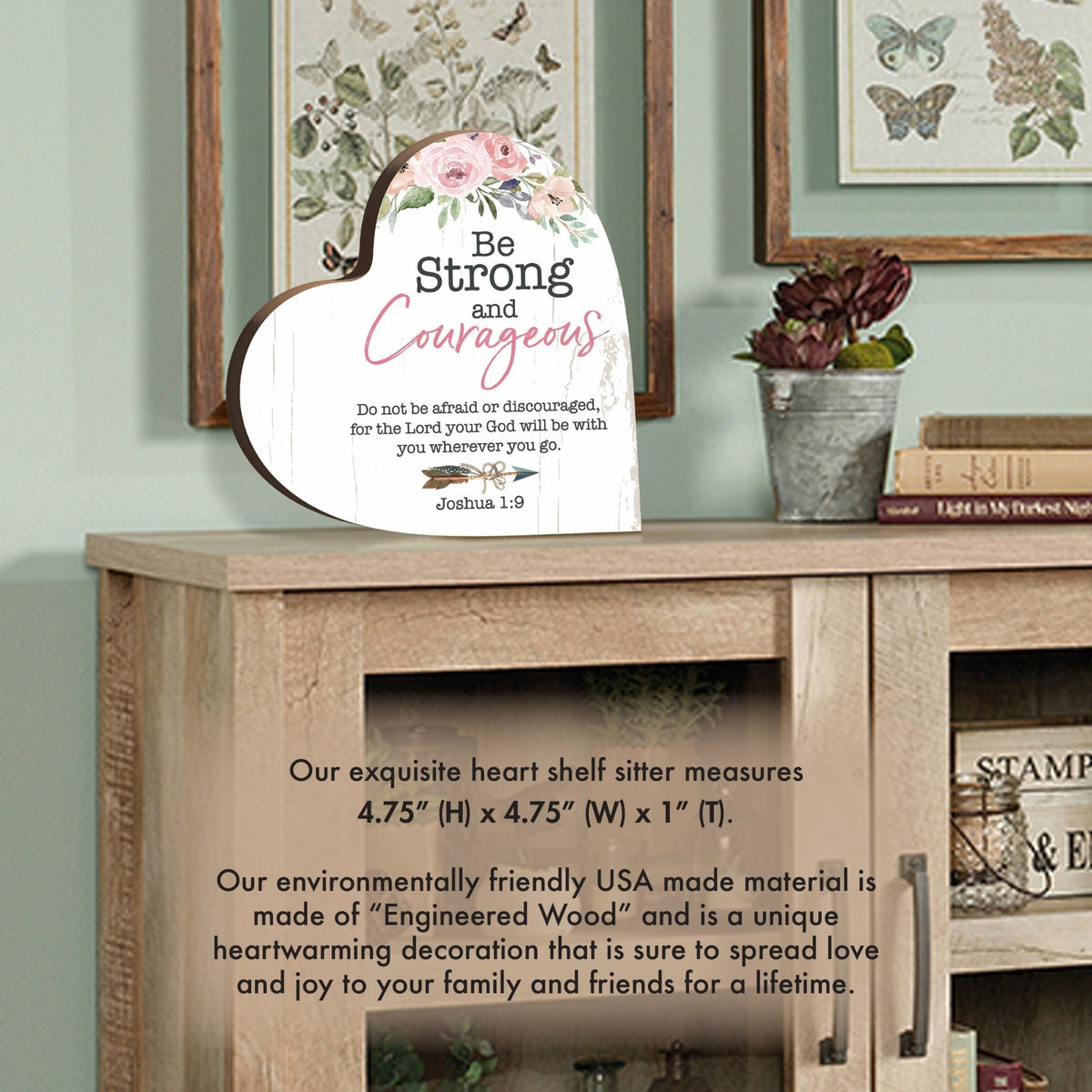 Wooden Inspirational Heart Block Sign for Home Decorations - LifeSong Milestones