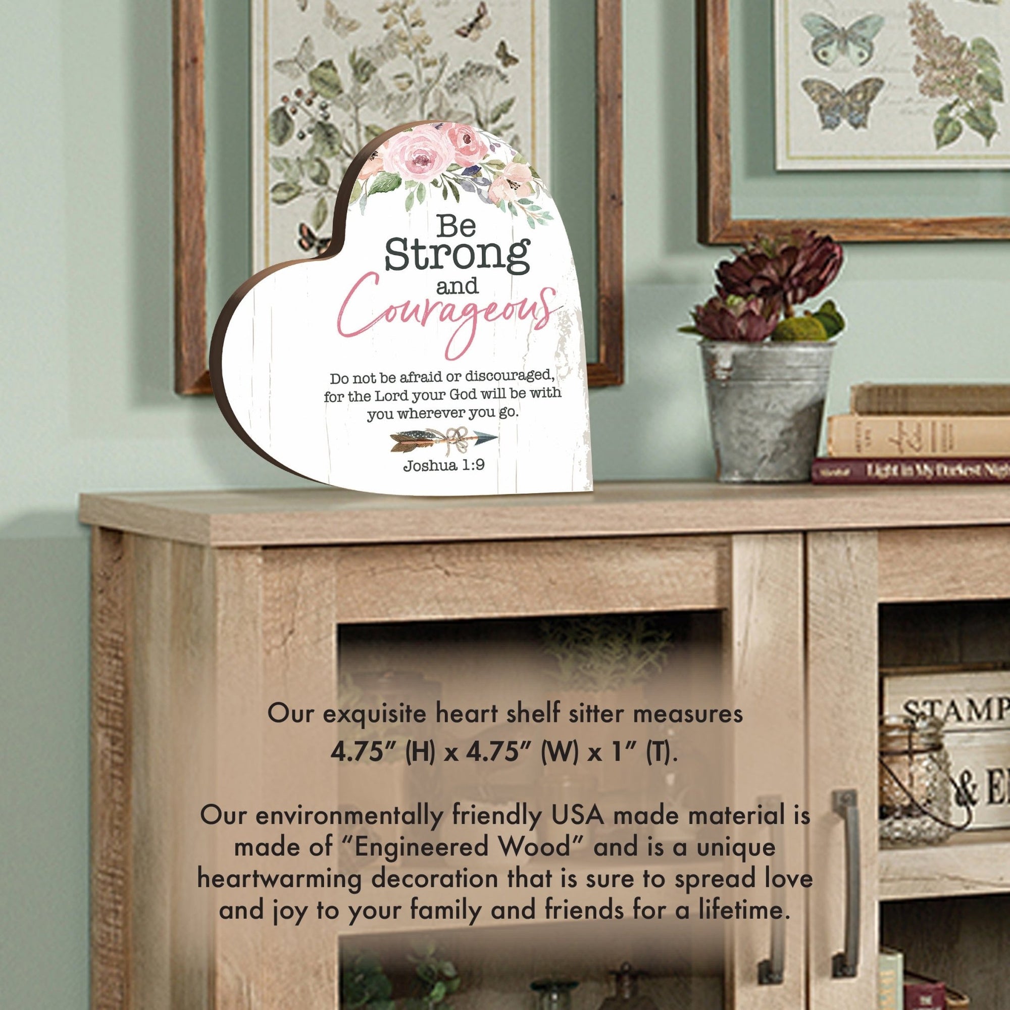 Wooden Inspirational Heart Block Sign for Home Decorations - LifeSong Milestones